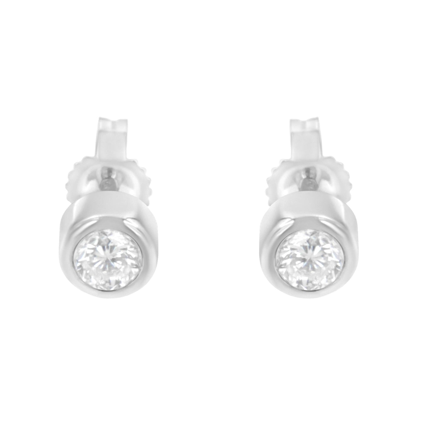 10K Gold 0.30 Cttw Round Brilliant-Cut Near Colorless Diamond Bezel-Set Stud Earrings (H-I Color, I1-I2 Clarity)