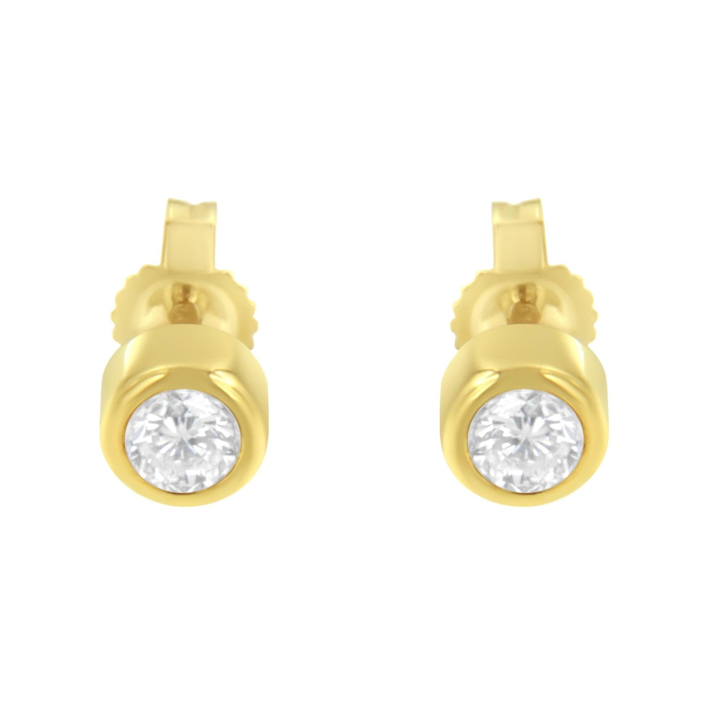 10K Gold 0.30 Cttw Round Brilliant-Cut Near Colorless Diamond Bezel-Set Stud Earrings (H-I Color, I1-I2 Clarity)