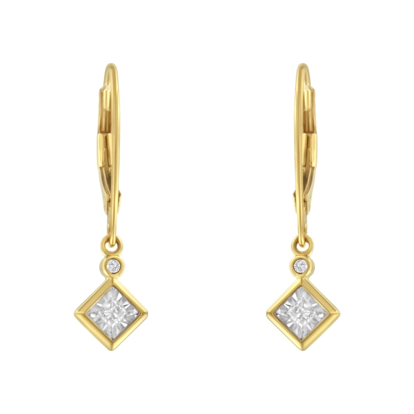 2 Micron 14K Yellow Gold Plating Diamond Dangle Earrings ( 1/3 cttw, J-K Color, I1-I2 Clarity)