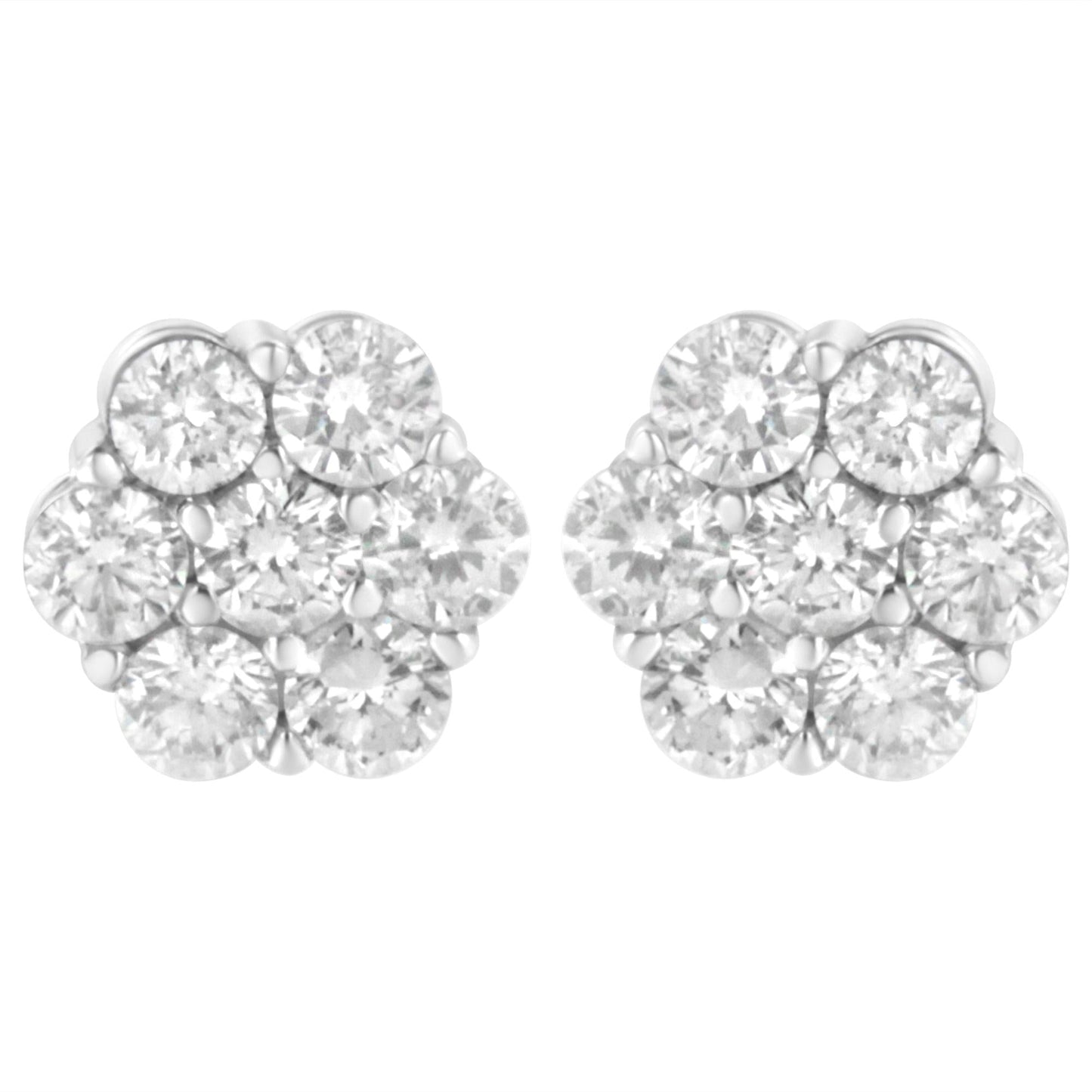 14K White Gold 4 cttw Diamond Flower Earring (H-I Clarity, SI2-I1 Color)