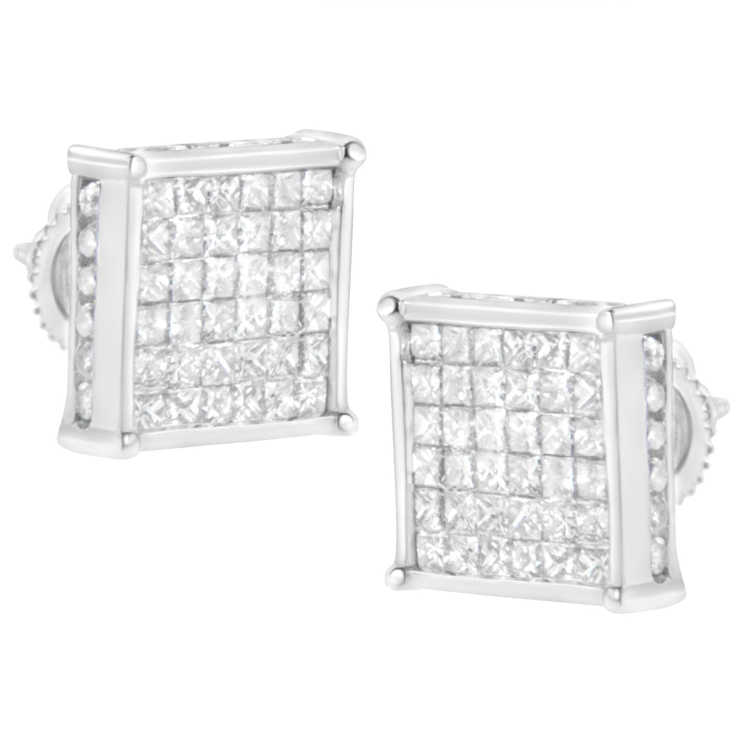 10K White Gold 2ct TDW Princess-Cut Composite Diamond Stud Earring (I-J ,I2-I3)