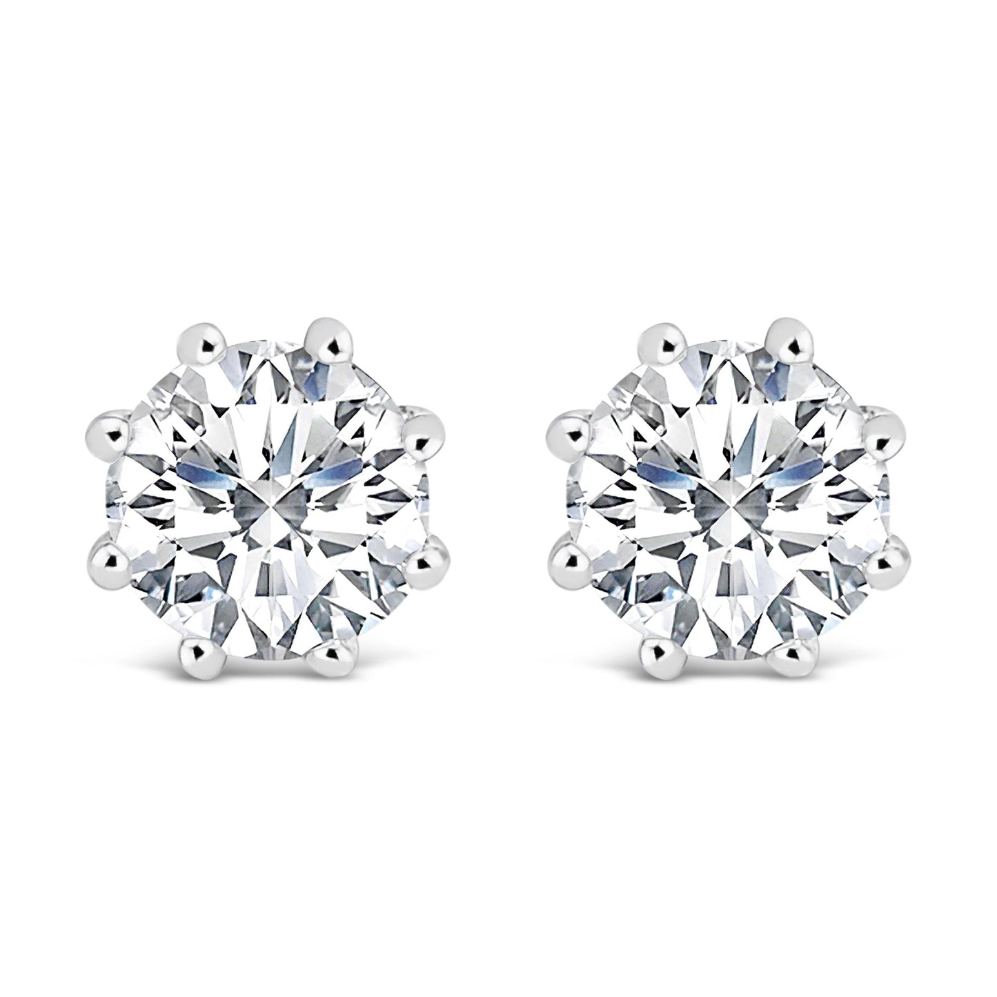 14K White Gold 1.0 Cttw Lab-Grown Diamond 8 Prong Hidden Halo Stud Earrings (F-G Color, VS1-VS2 Clarity)