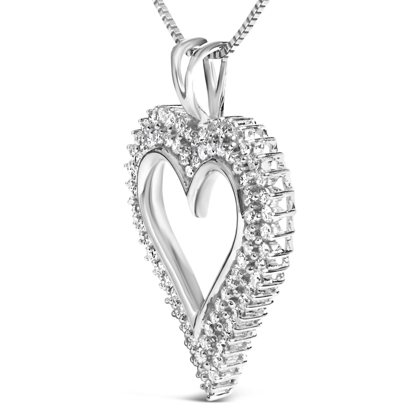 .925 Sterling Silver Diamond Heart 18" Pendant Necklace (I-J Color, I2-I3 Clarity)