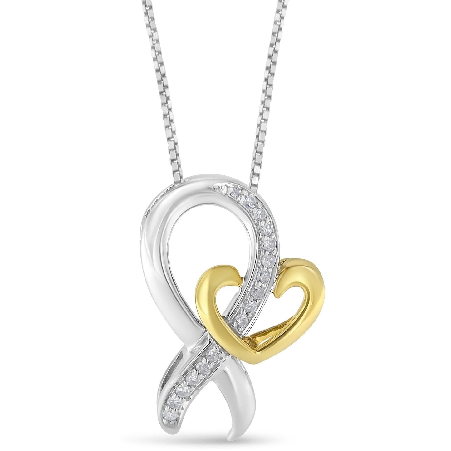 Two-Tone .925 Sterling Silver 1/6 cttw Round Cut Diamond Ties of Love Pendant Necklace (H-I, I1-I2)