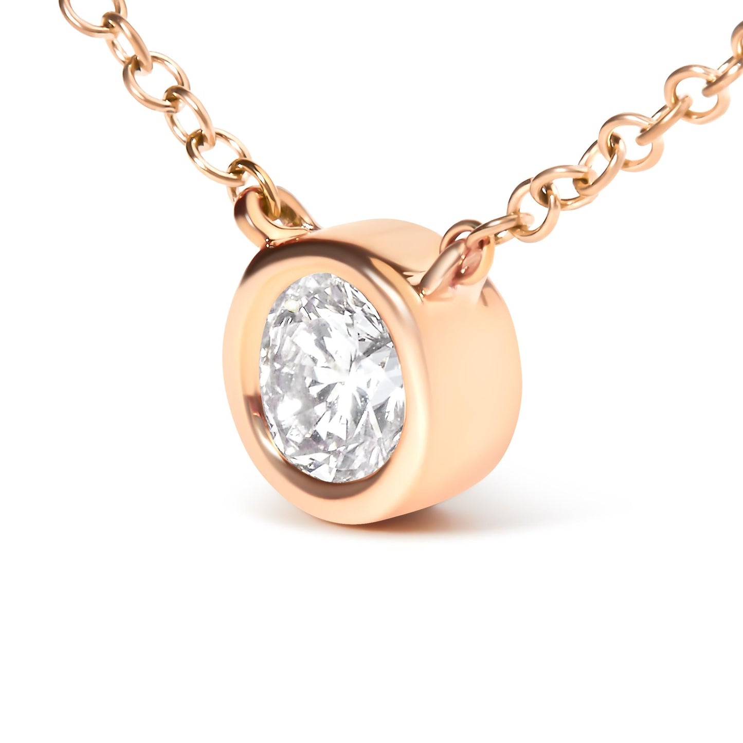 10K Gold 1/10 Carat Round Brilliant-Cut Diamond Modern Bezel-Set Solitaire 16"-18" Pendant Necklace