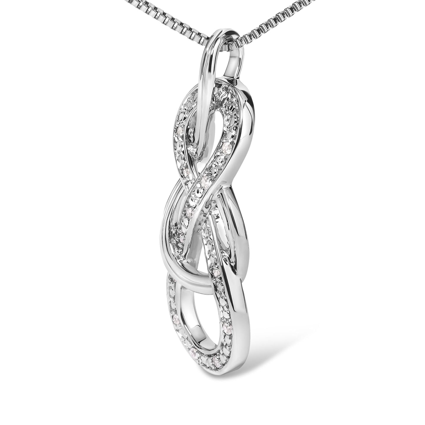 925 Sterling Silver Diamond Accent Interlocking Infinity Pendant Necklace (H-I Color, I2-I3 Clarity) - 18" Inches