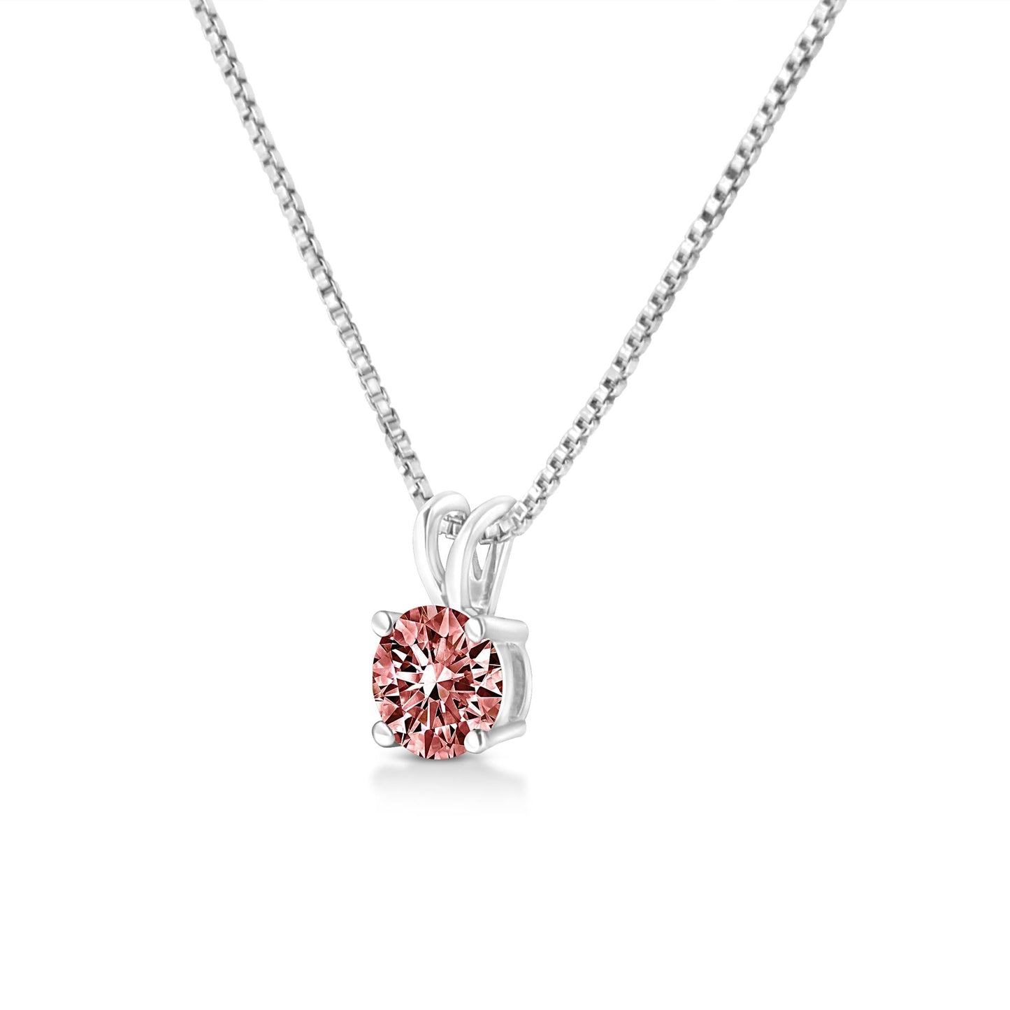 14K White Gold 1/2 Cttw Round Brilliant Cut Lab Grown Diamond 4 Prong Solitaire Pendant Necklace