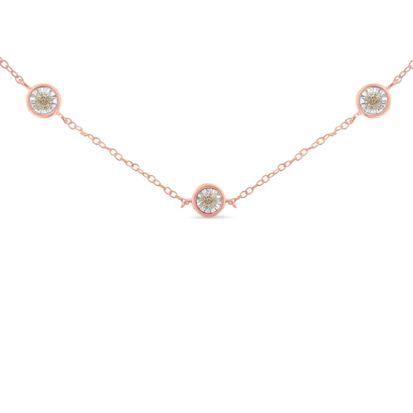 Sterling Silver Diamond Station Necklace (1/2 cttw, K-L Color, I2-I3 Clarity)