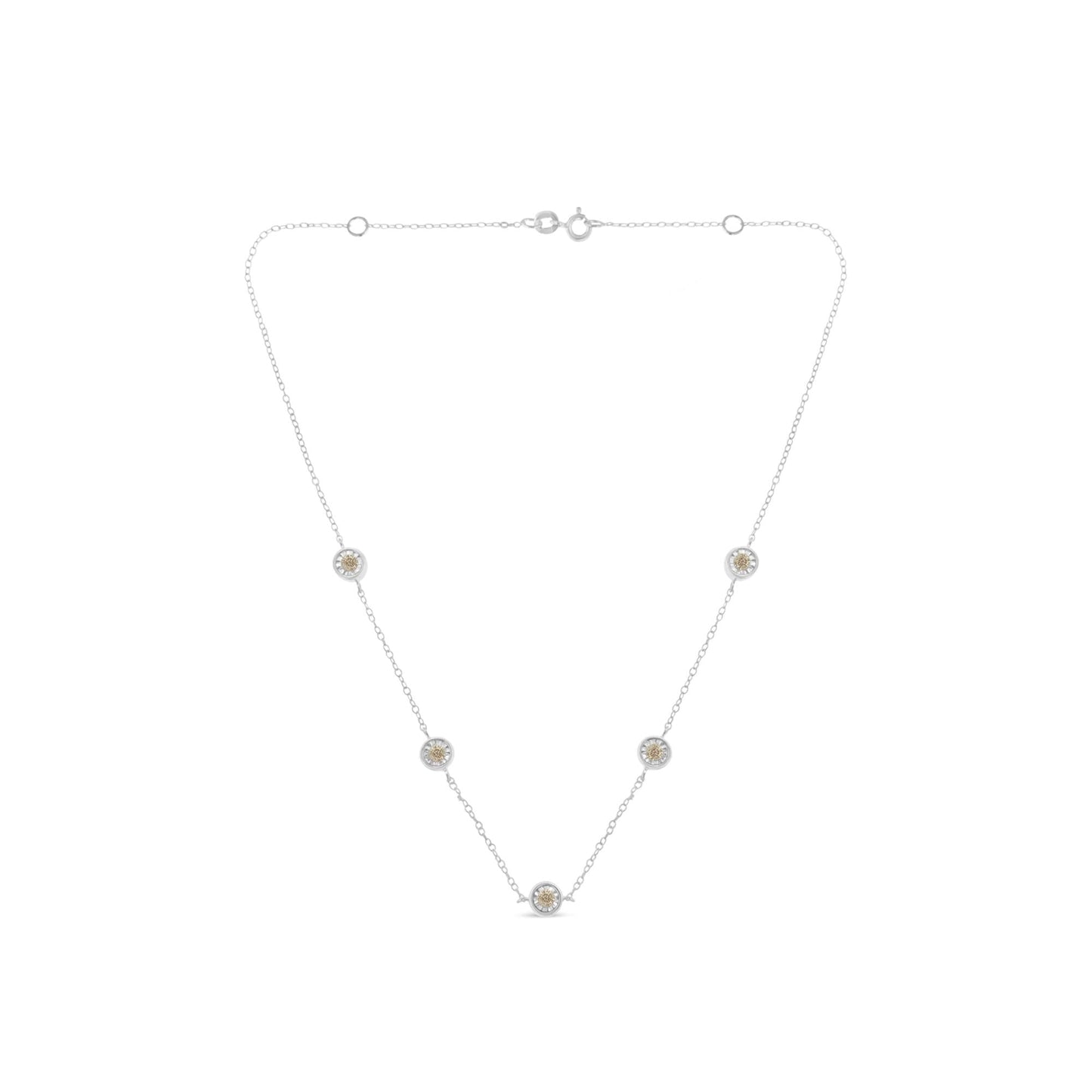 Sterling Silver Diamond Station Necklace (1/2 cttw, I-J Color, I1-I2 Clarity)