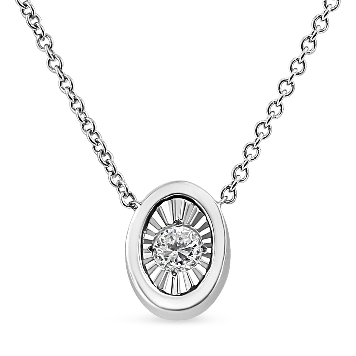 10K White Gold 1/10 Cttw Miracle Set Round-Cut Diamond 18" Pendant Necklace - Choice of Shape