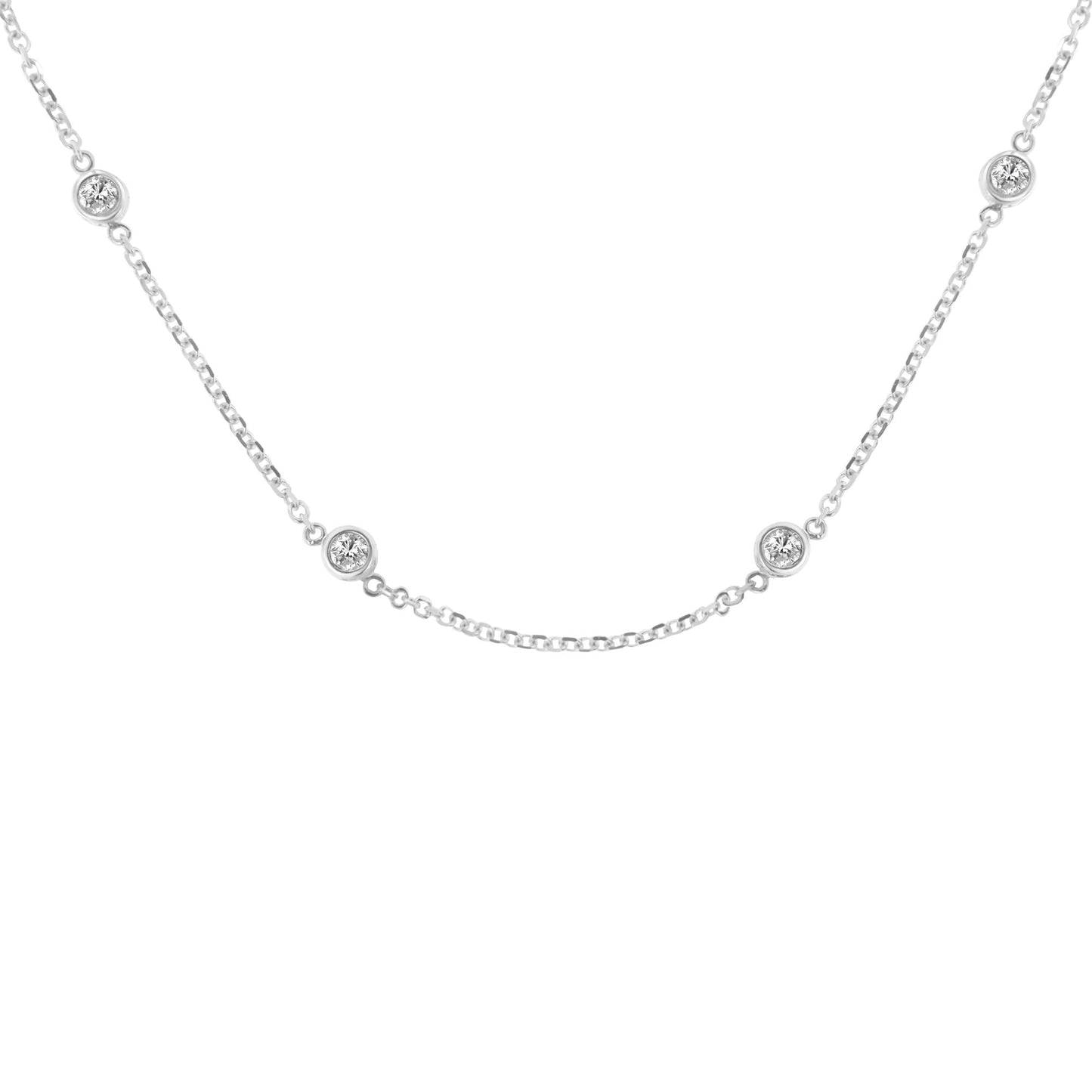 14K Gold 1ct TDW Diamond Station Necklace (H-I, SI2-I1)