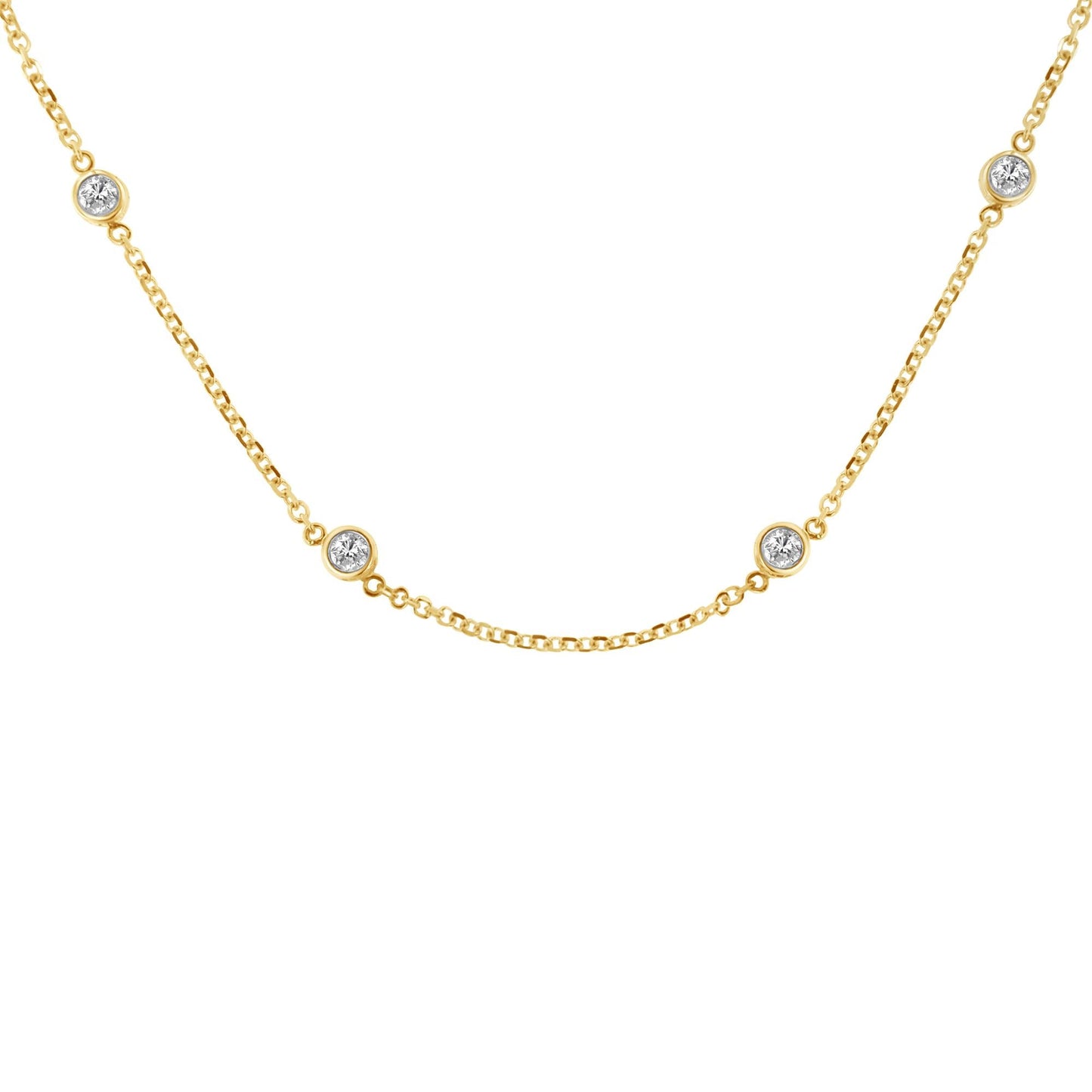 14K Gold 1ct TDW Diamond Station Necklace (H-I, SI2-I1)