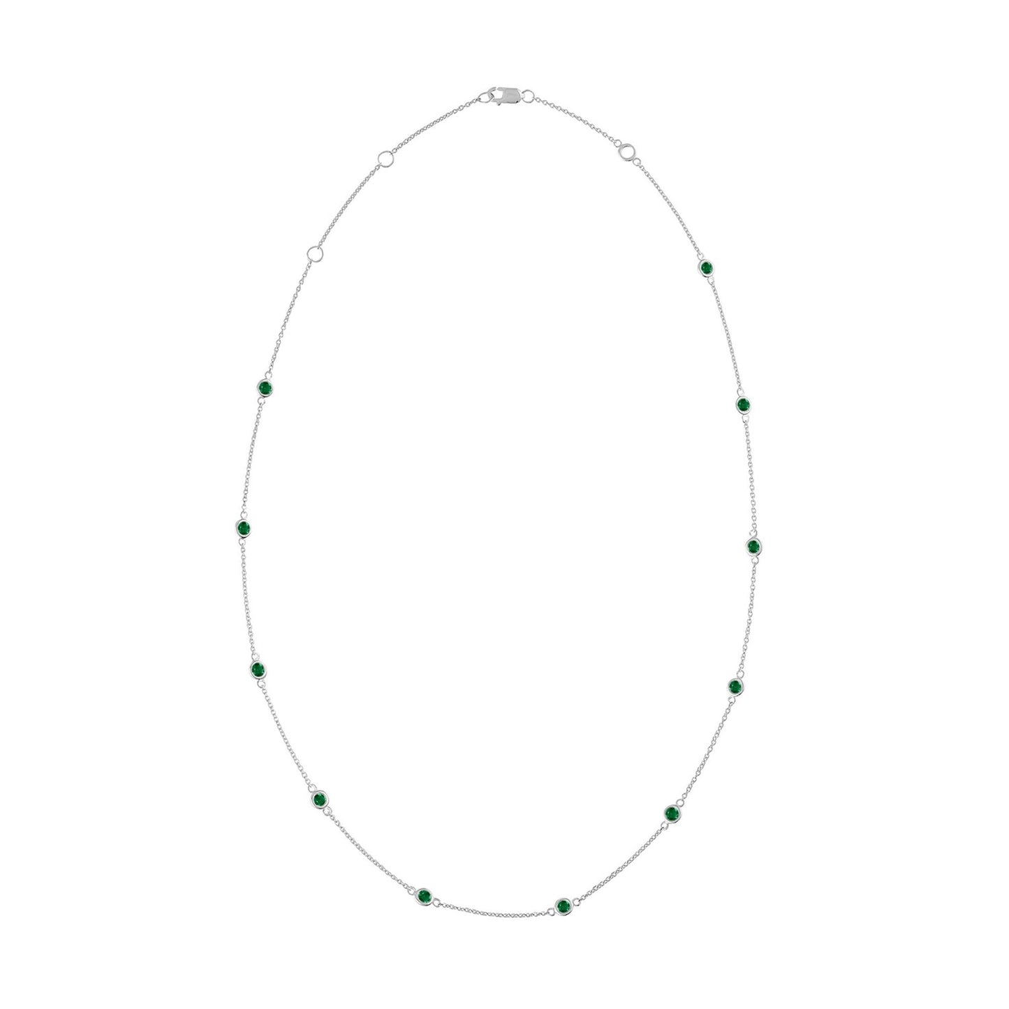 Sterling Silver Green Treated Diamond Station Necklace (1 cttw, Green Color, I1-I2 Clarity)