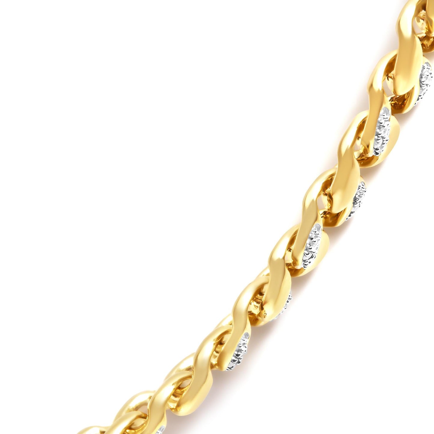 14K Yellow Gold Plated .925 Sterling Silver 1.0 Cttw Diamond Cuban Link Necklace (I-J Color, I3 Clarity) - 18" Inches