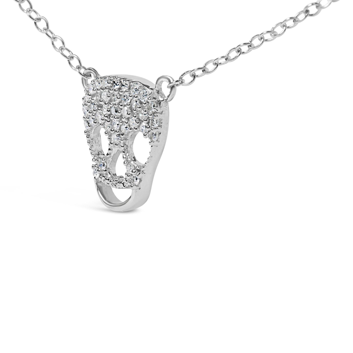 .925 Sterling Silver 1/7 Cttw Diamond Skull Pendant Necklace (H-I Color, SI1-SI2 Clarity) - 18" Inches