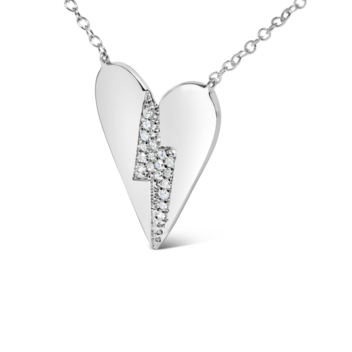 .925 Sterling Silver Diamond Broken Heart Pendant Necklace (H-I Color, I1-I2 Clarity) - 18" Inches