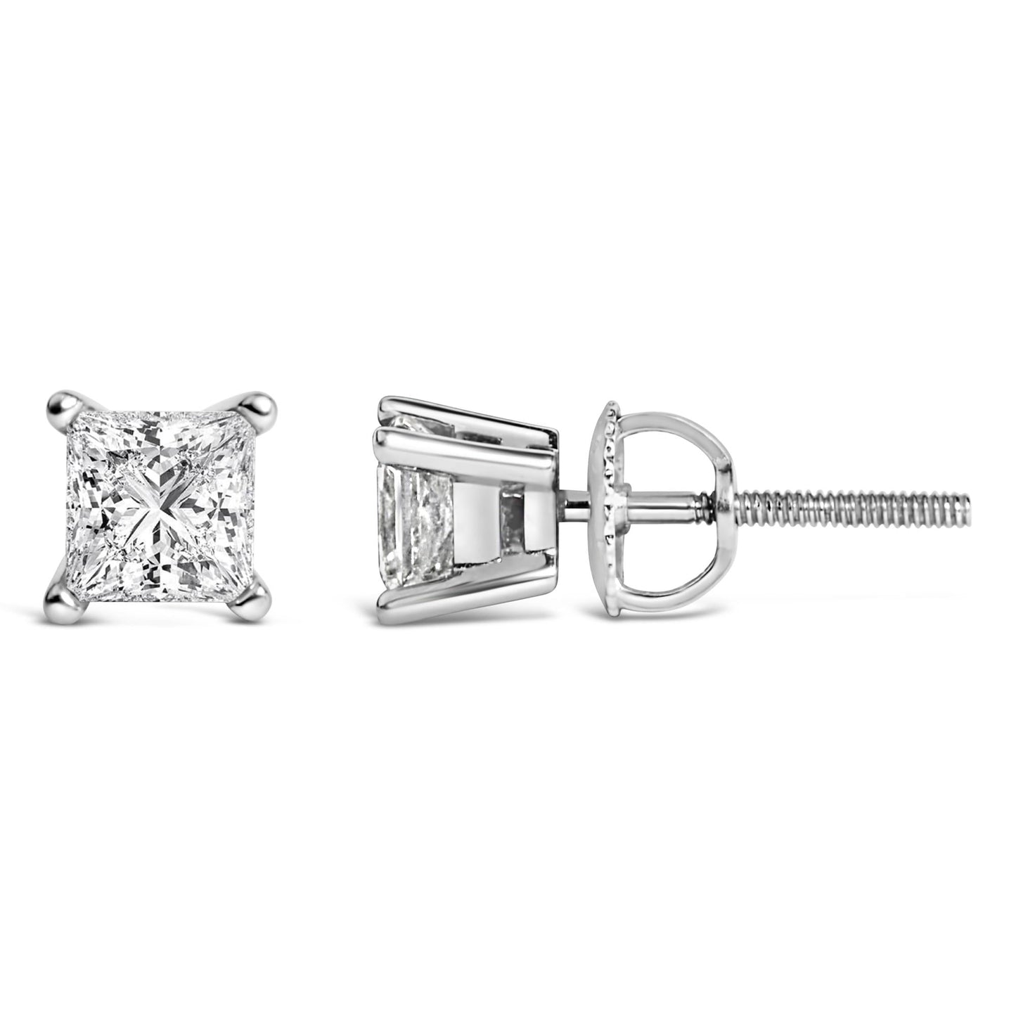 Platinum 1.00 Cttw Princess-cut Diamond Solitaire Stud Earrings (H-I Color, VS2-SI1 Clarity)