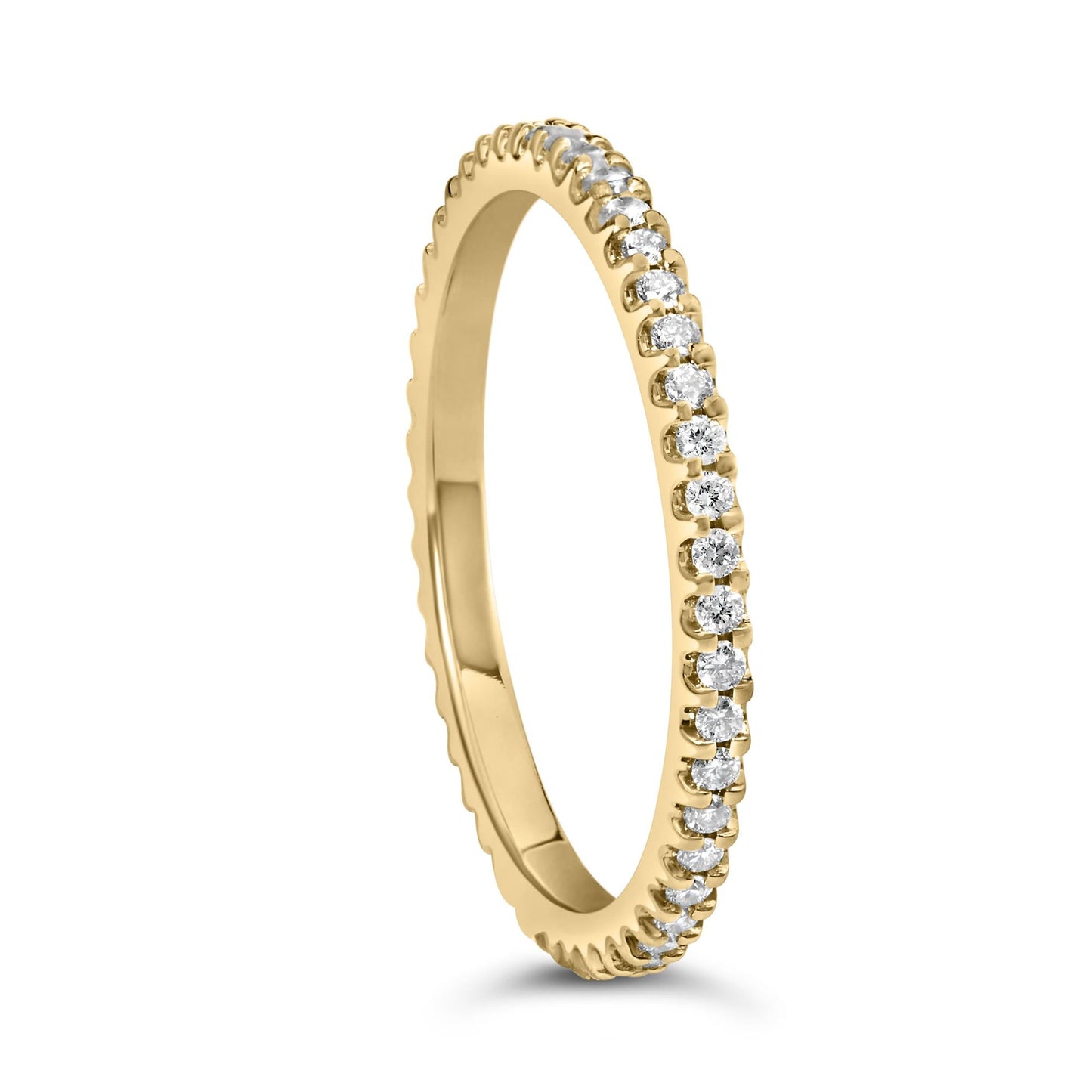 14K Yellow Gold Shared Prong Set Round Diamond Eternity Band Ring (G-H Color, SI1-SI2 Clarity)