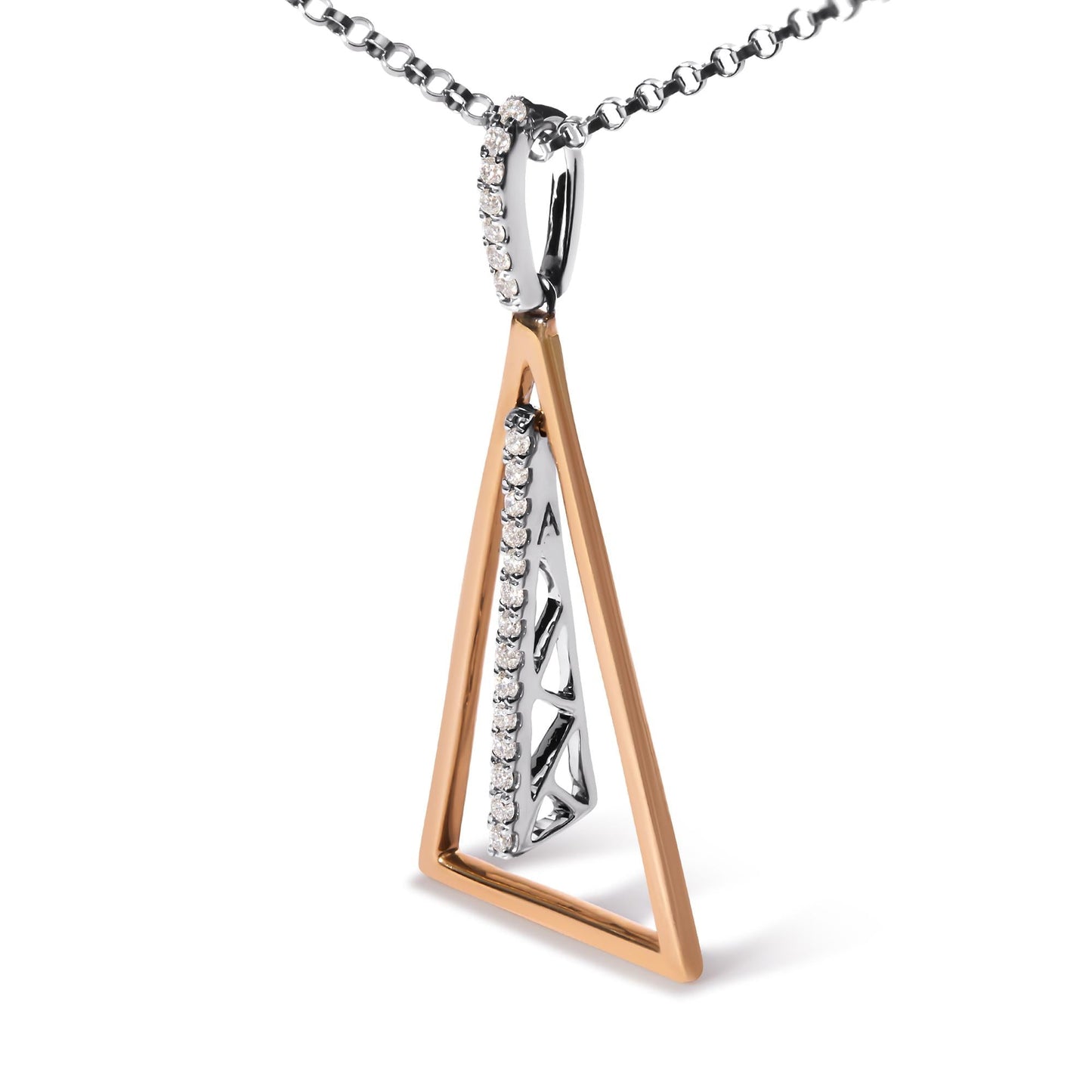 14K Rose and White Gold 1/8 Cttw Diamond Windchime 18" Pendant Necklace (G-H Color, SI1-SI2 Clarity)