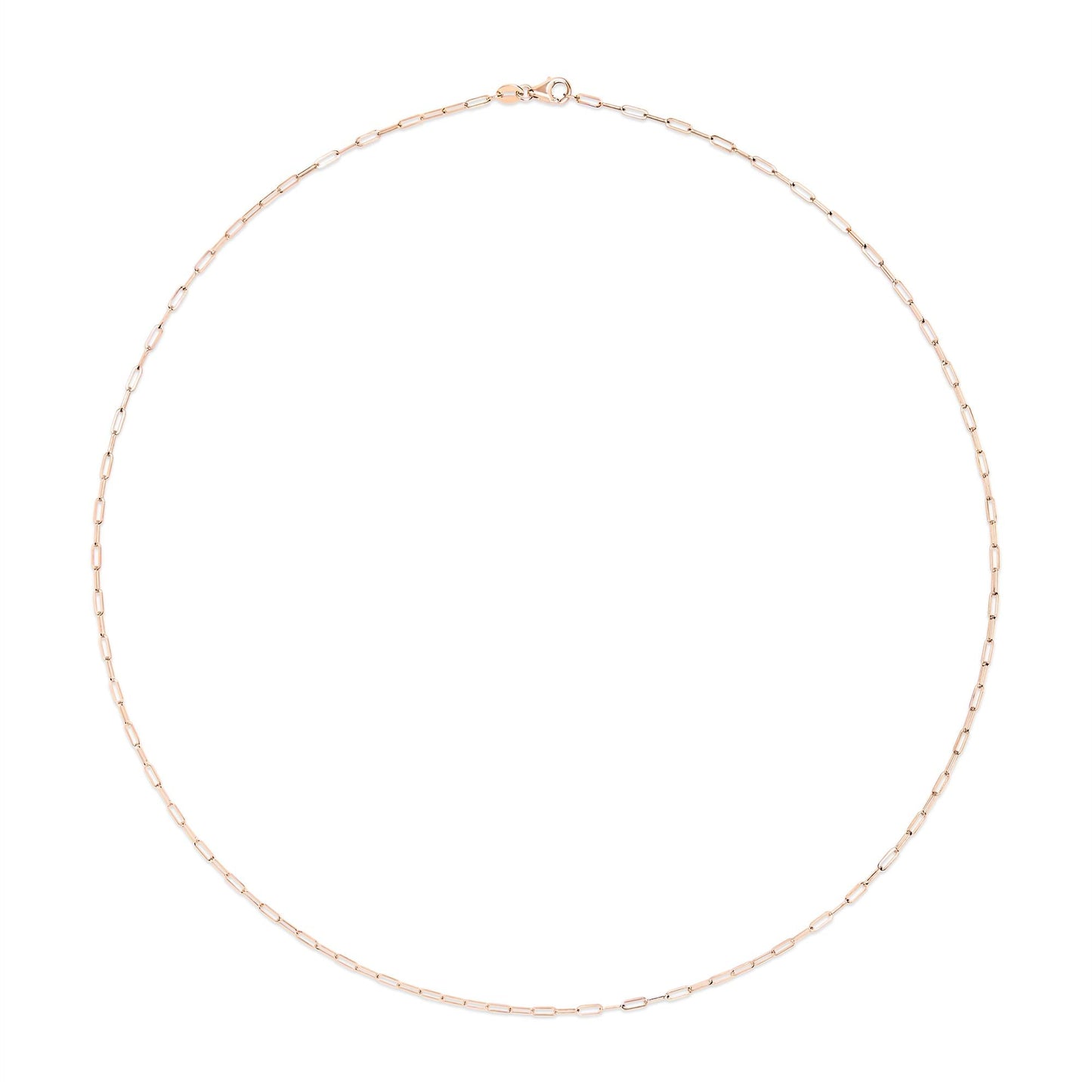 Unisex Solid 14K Gold 1.5mm Paperclip Chain Necklace - Choice of Length and Metal Color