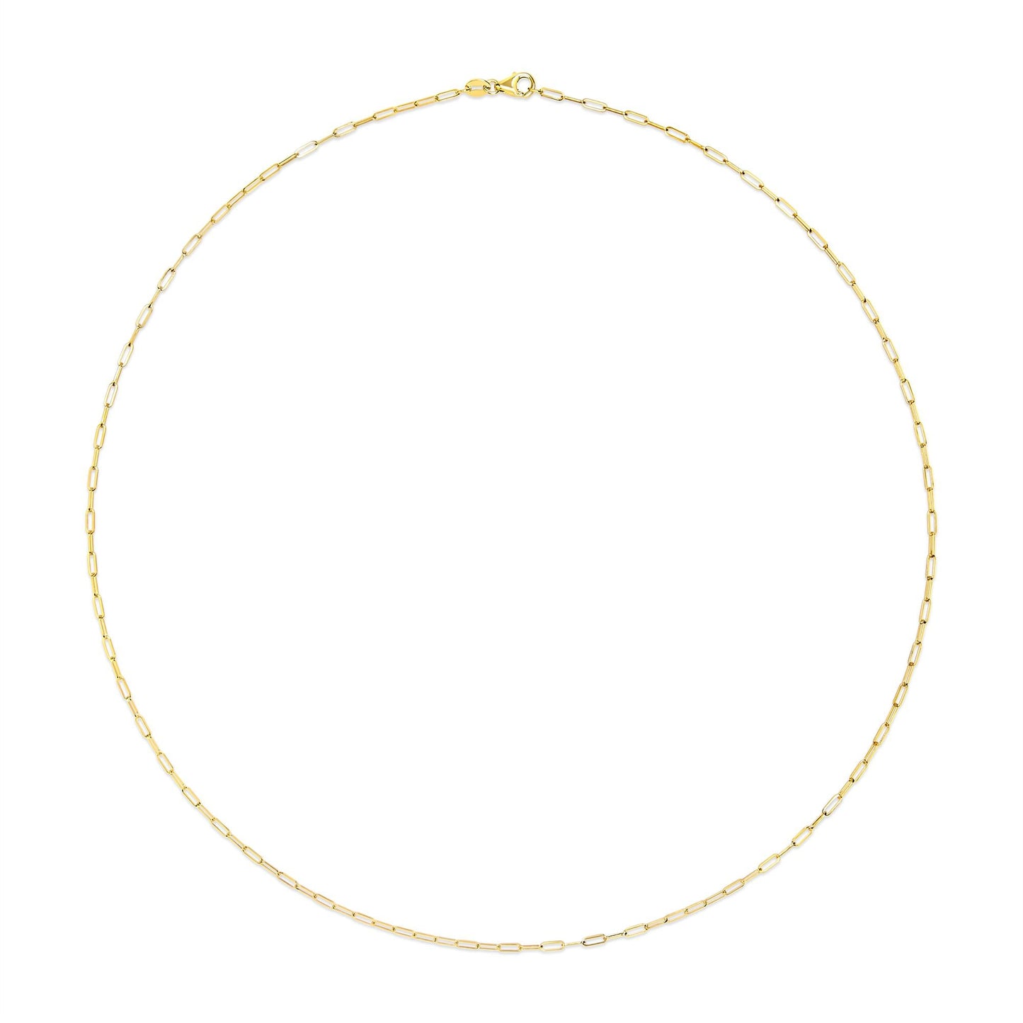 Unisex Solid 14K Gold 1.5mm Paperclip Chain Necklace - Choice of Length and Metal Color