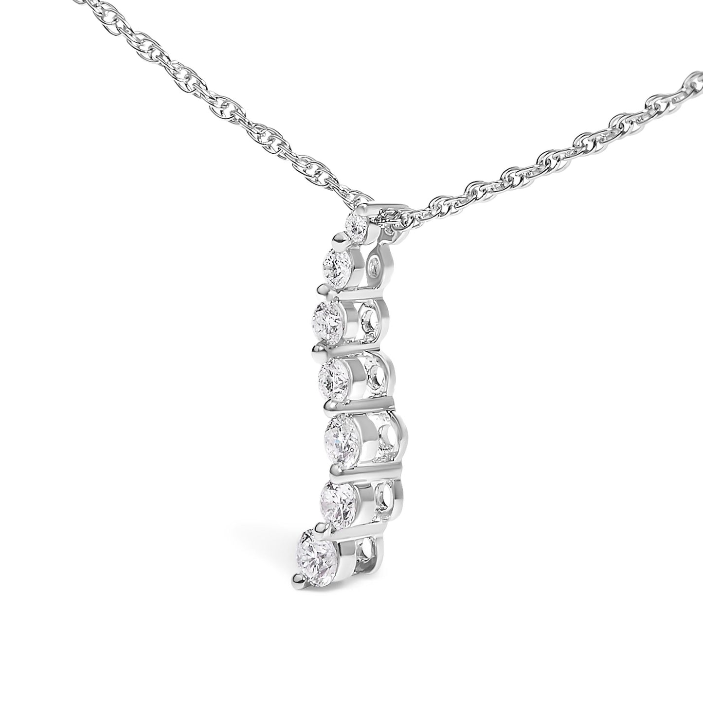 .925 Sterling Silver 1/4 Cttw Lab Grown Diamond Journey Pendant Necklace - 18" Inches