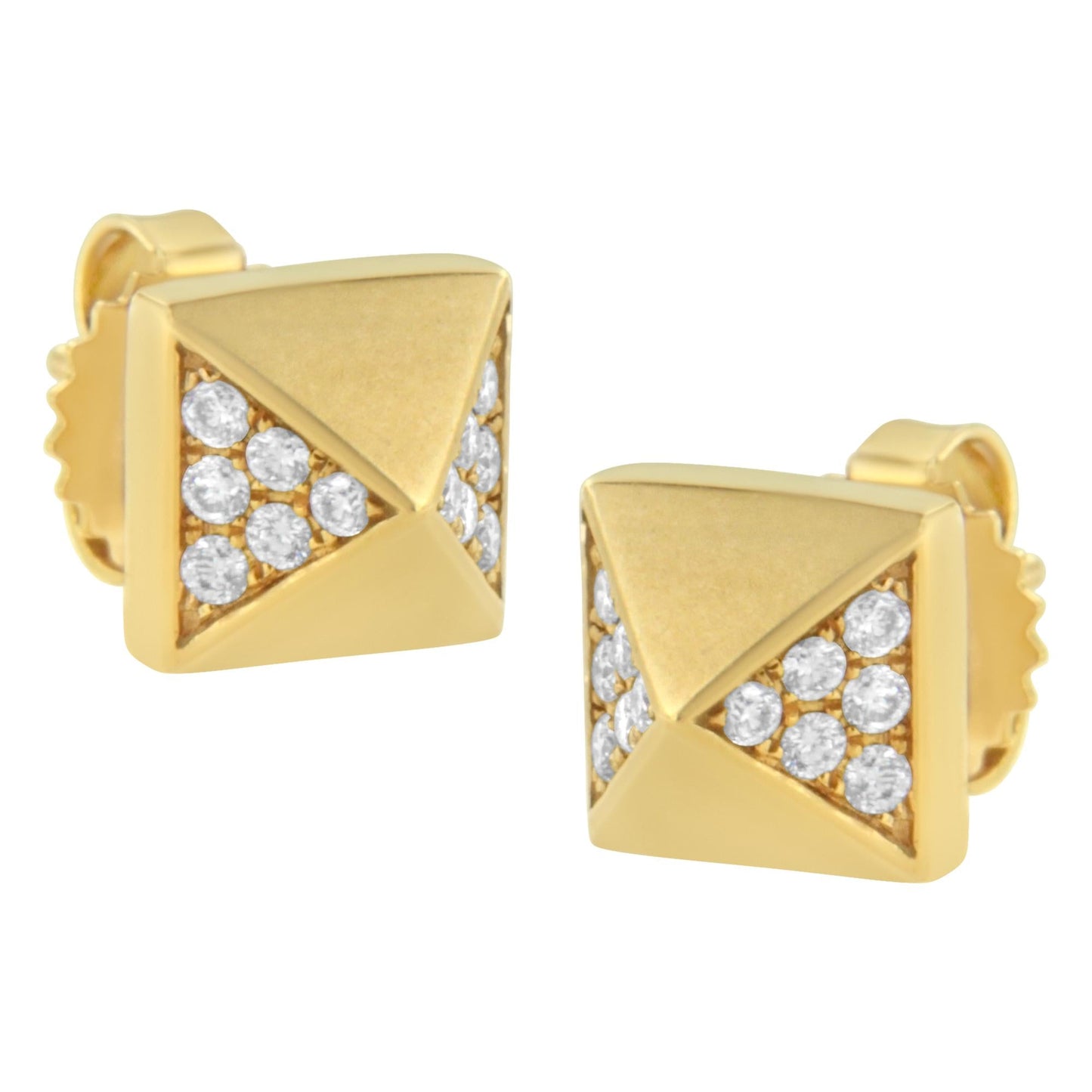 14K Yellow Gold 1/4 Cttw Diamond Pyramid Stud Earring (G-H Color, SI1-SI2 Clarity)