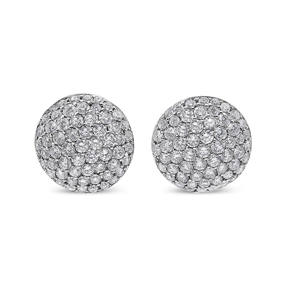 18K White Gold 3 1/2 Cttw Shared Prong Set Diamond Cluster Composite Disc Stud Earrings (F-G Color, VS1-VS2 Clarity)