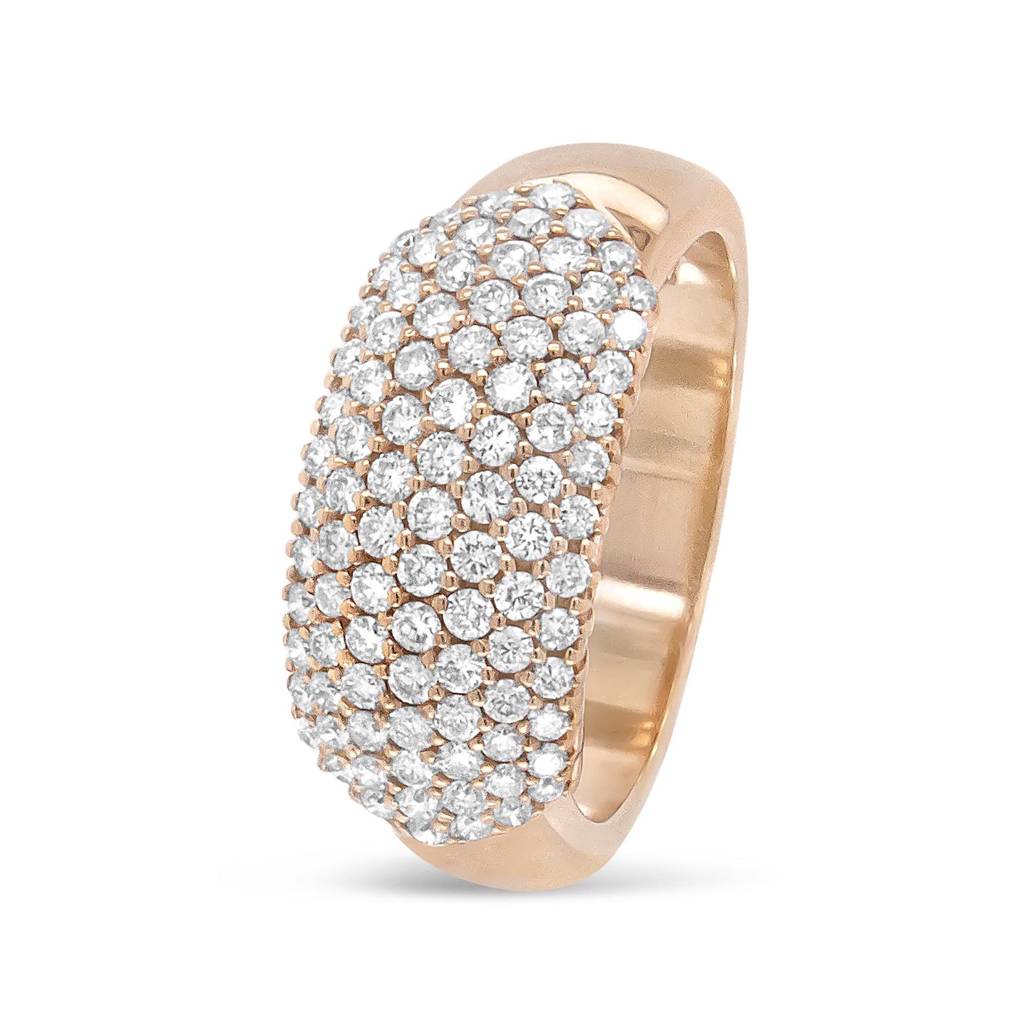 18K Rose Gold 1.00 Cttw Diamond Multi Row Dome Band Ring (F-G Color, VS1-VS2 Clarity)