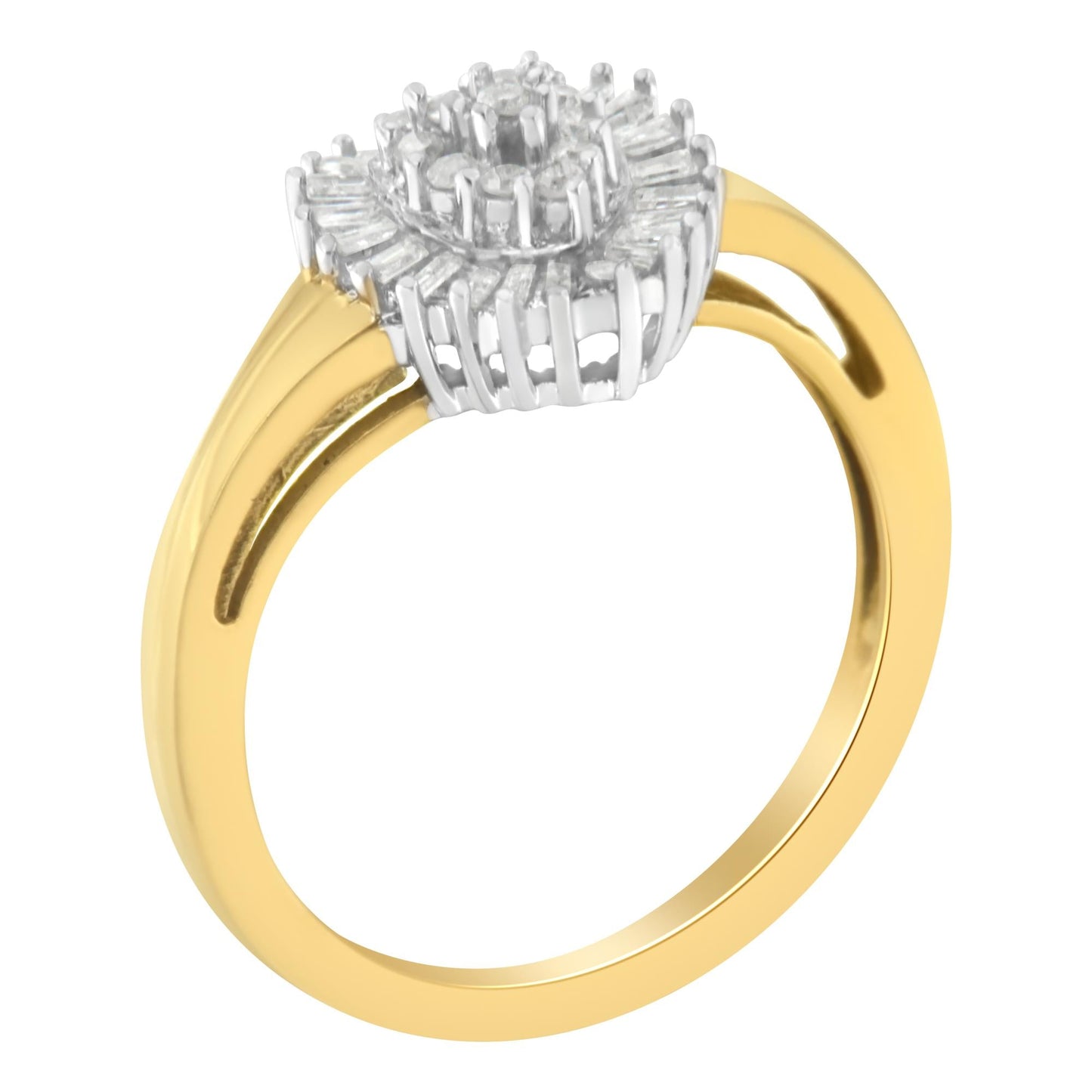 10K Yellow Gold Diamond Cluster Ring (1/4 Cttw, I-J Color, I2-I3 Clarity)