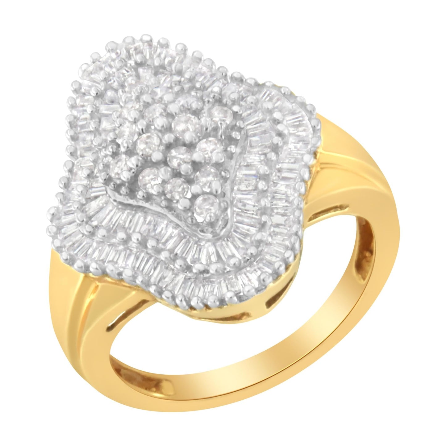 10KT Yellow Gold 1 cttw Diamond Cluster Ring (I-J, I1-I2)