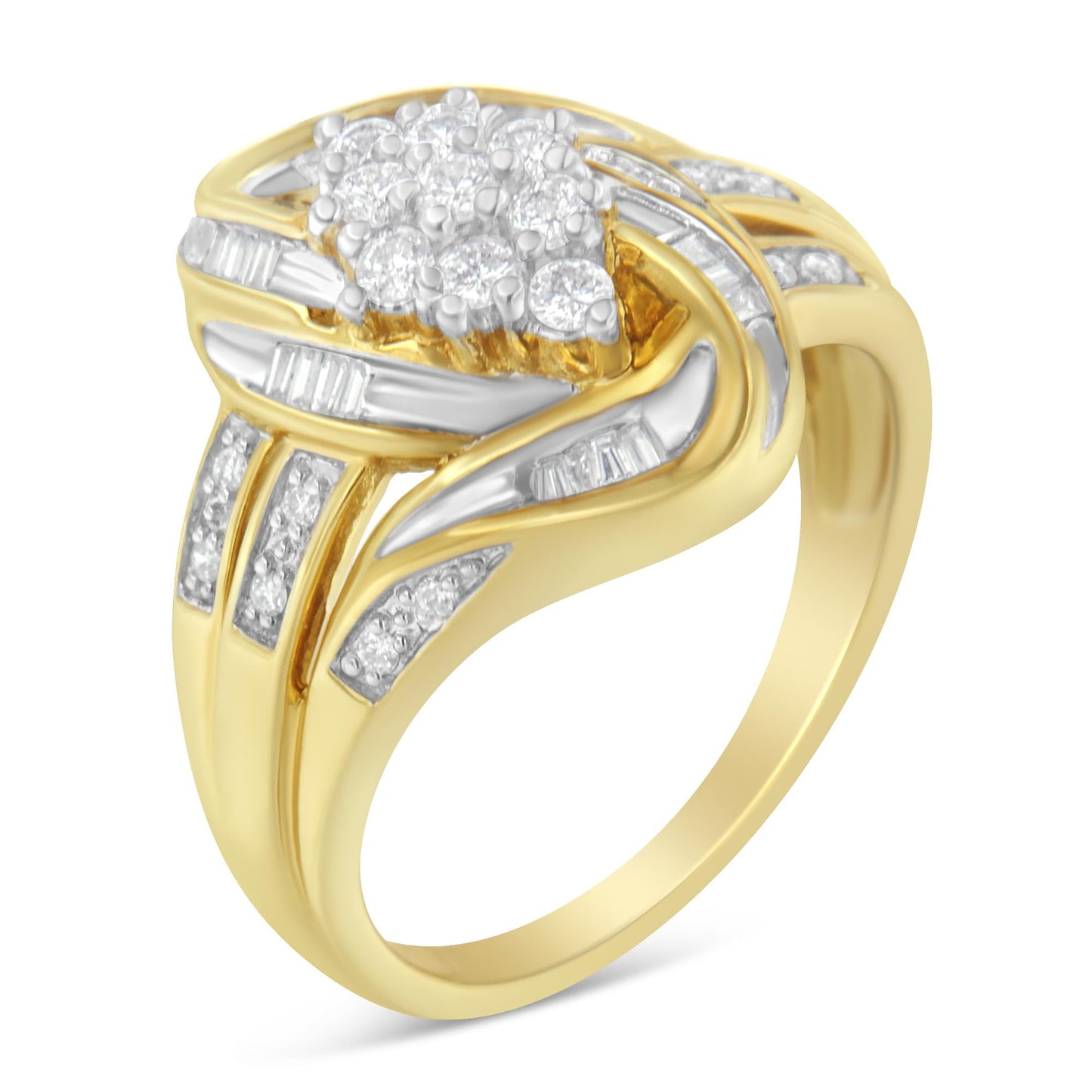 10KT Yellow Gold Diamond Cocktail Ring (1/2 cttw, H-I Color, SI2-I1 Clarity