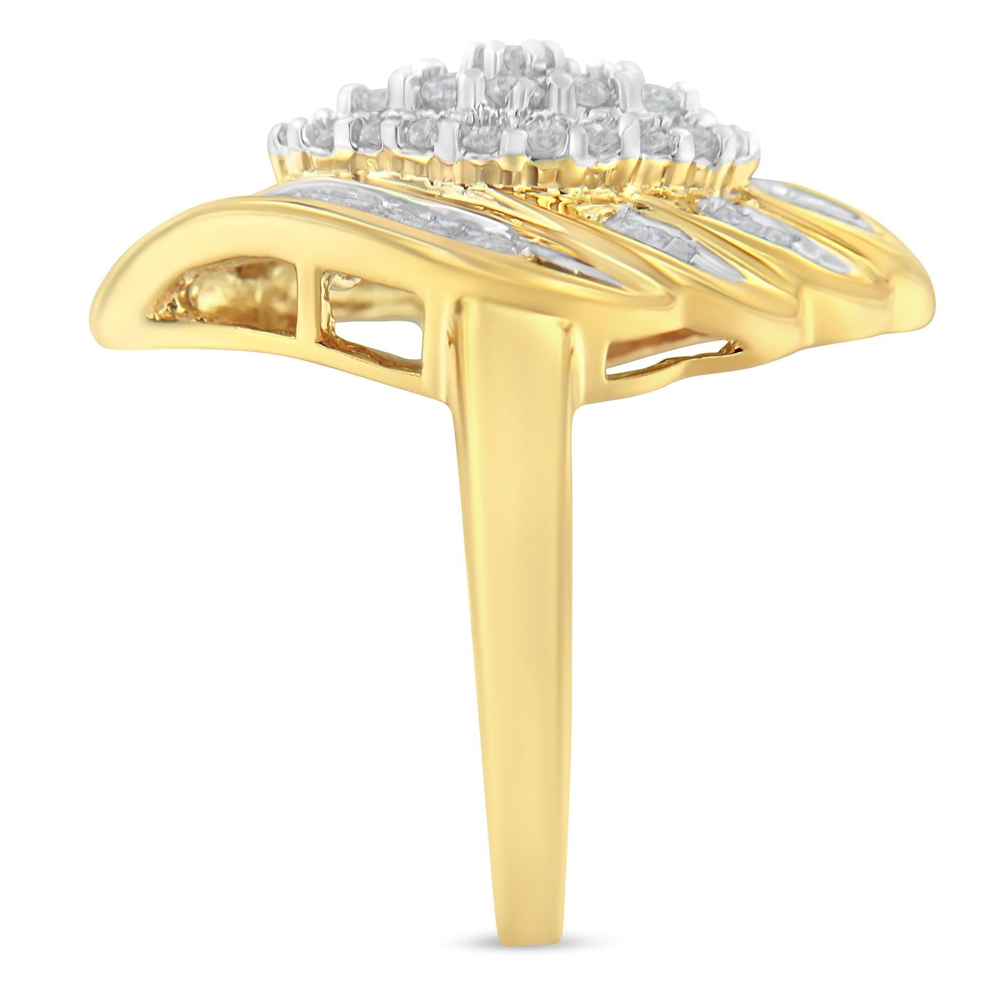 10K Yellow Gold Diamond Cocktail Ring (3/4 Cttw, I-J Color, I2-I3 Clarity)