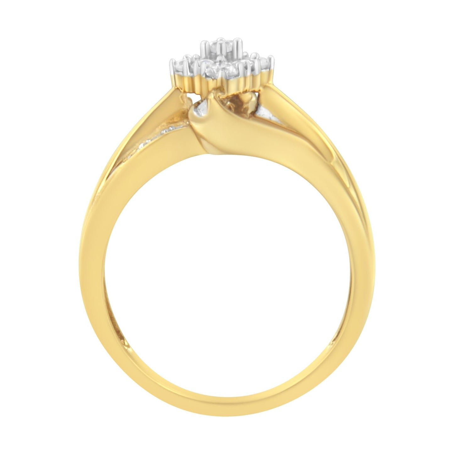 10K Yellow Gold 1/2 cttw Diamond Cluster Cocktail Ring (J-K Clarity, I1-I2 Color)