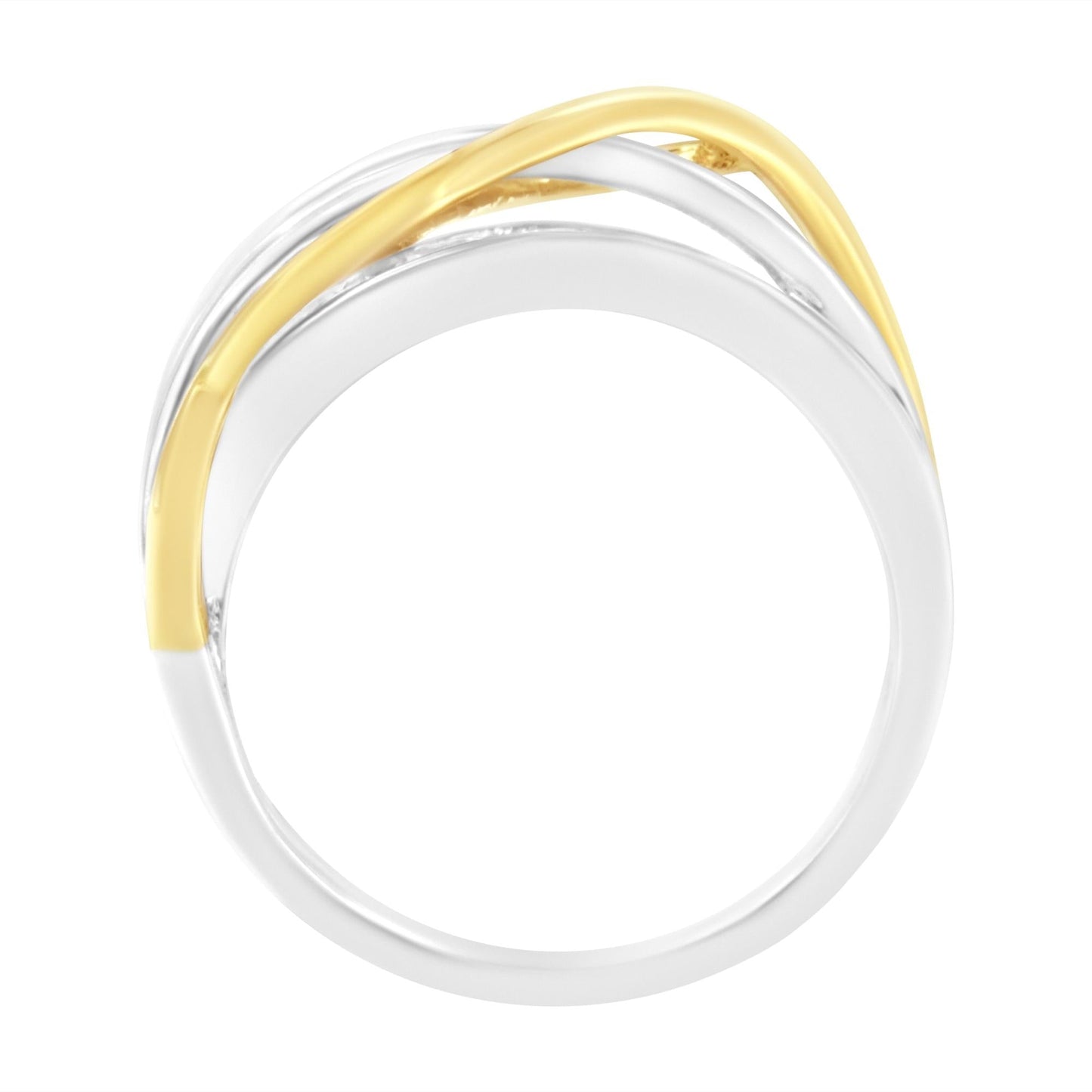 10K White and Yellow Gold 1 1/10 cttw Channel-Set Diamond Bypass Band Ring (J Color, I3 Clarity)