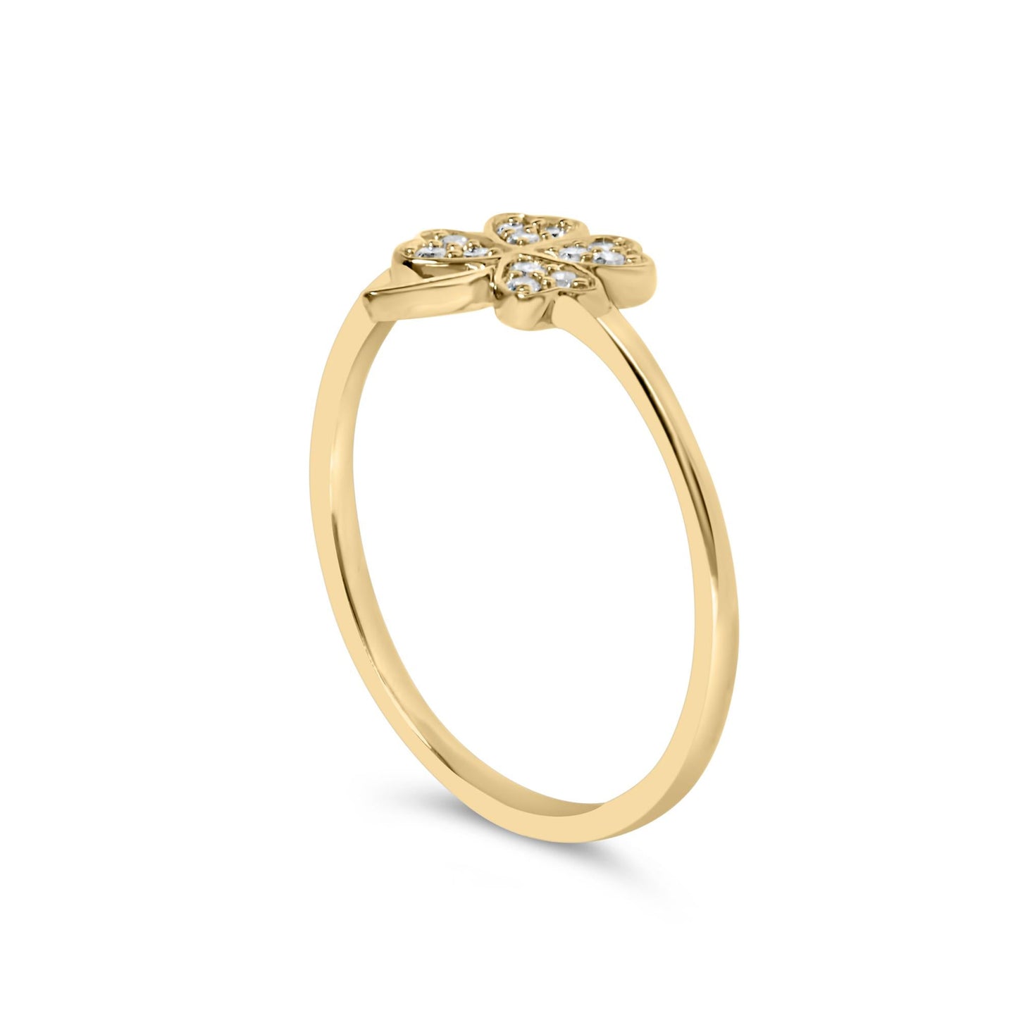 10K Yellow Gold Diamond Accent 4 Leaf Clover Ring (H-I Color, I1-I2 Clarity)