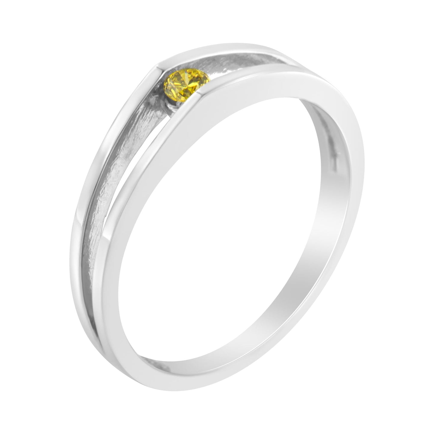 10K White Gold Treated Yellow Diamond Promise Ring (1/10 Cttw, Yellow Color, I2-I3 Clarity)