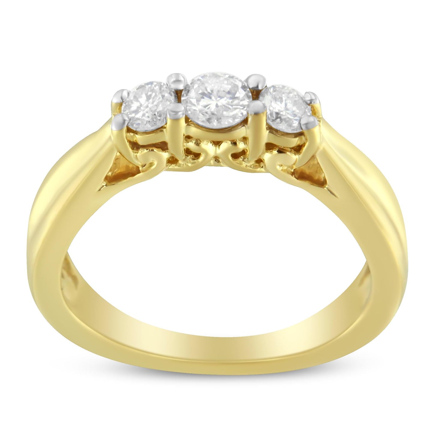 10K Yellow Gold Three-stone Diamond Ring (0.50 cttw, J-K Color, I2-I3 Clarity)