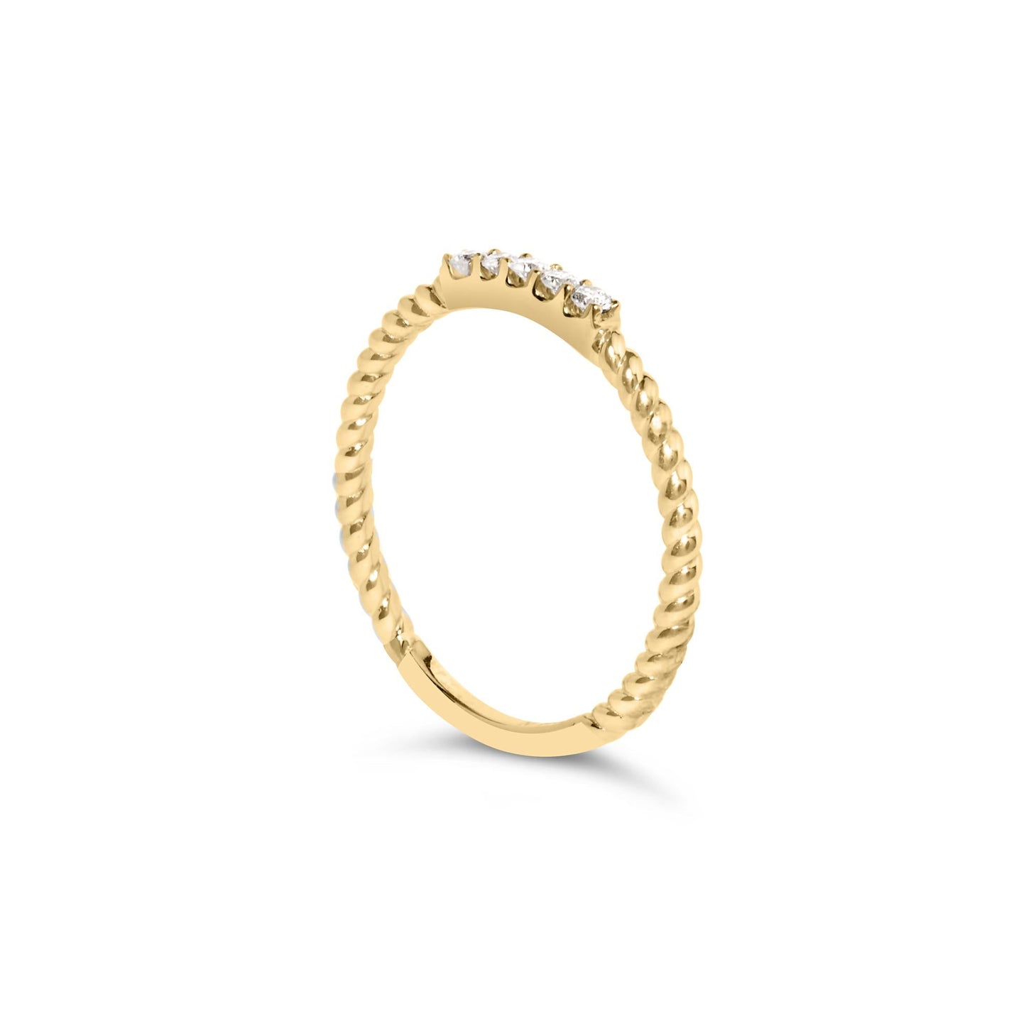 10K Yellow Gold 1/10 Cttw Diamond 5 Stone Braided Shank Band Ring (I-J Color, I2-I3 Clarity)