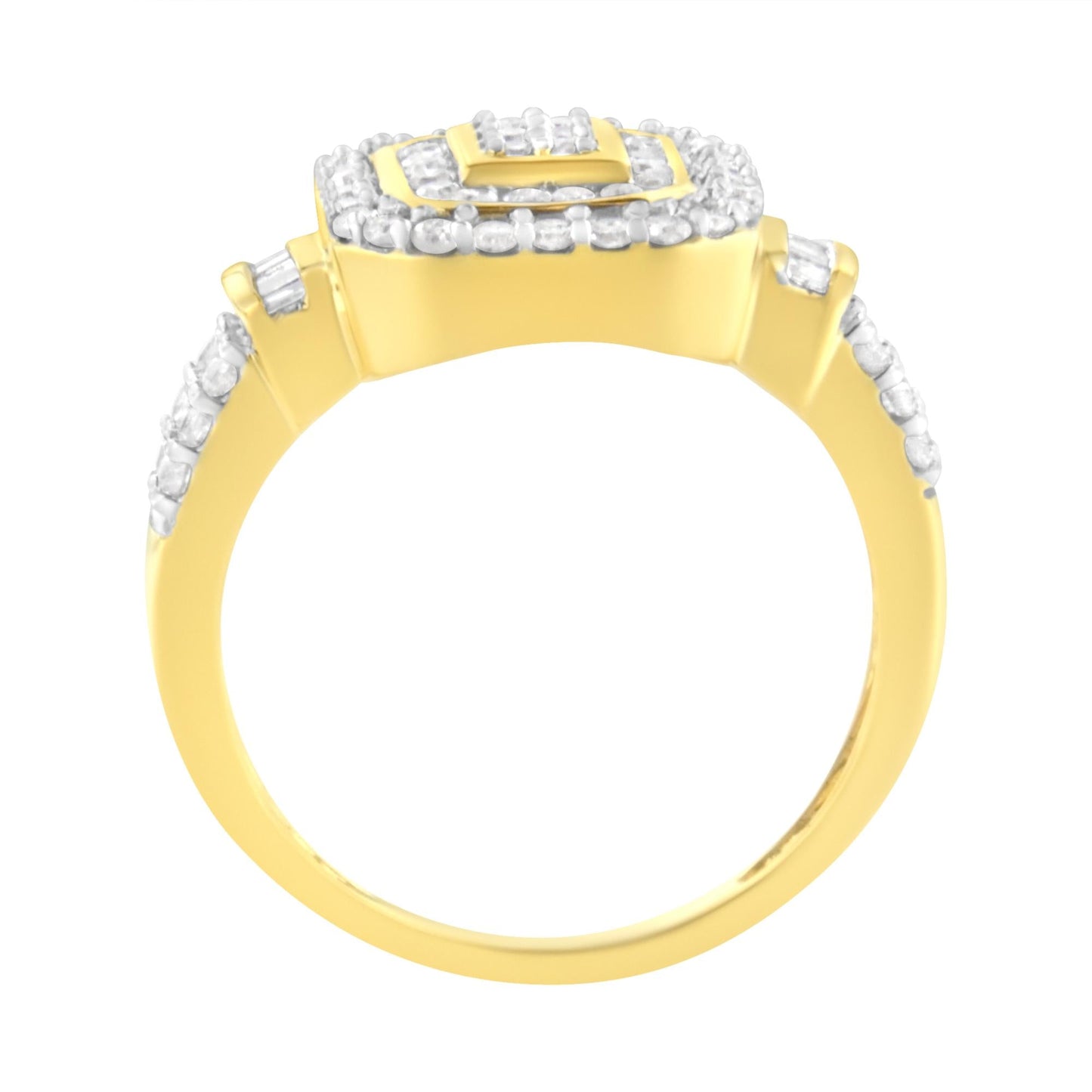 10K Yellow Gold Plated .925 Sterling Silver 3/4 Cttw Diamond Cluster Ring (I-J color, I1-I2 Clarity)