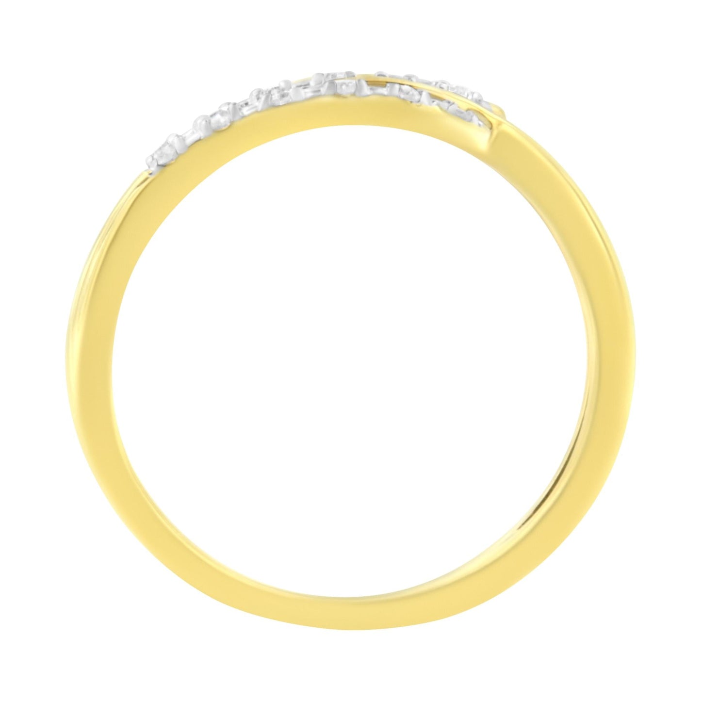 10K Yellow Gold Plated .925 Sterling Silver 1/10 Cttw Round-Cut Diamond Fashion Ring (I-J Color, I1-I2 Clarity)