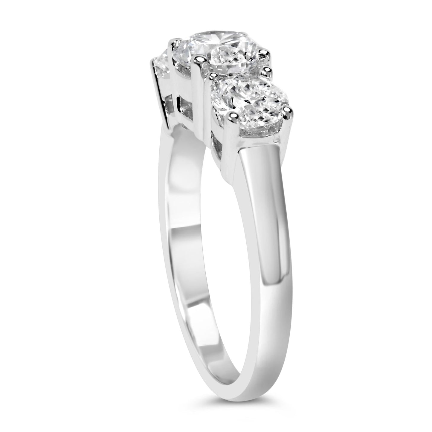 14K White Gold 2.00 Cttw Lab Grown Diamond 3 Stone Ring Band (F-G Color, VS1-VS2 Clarity)