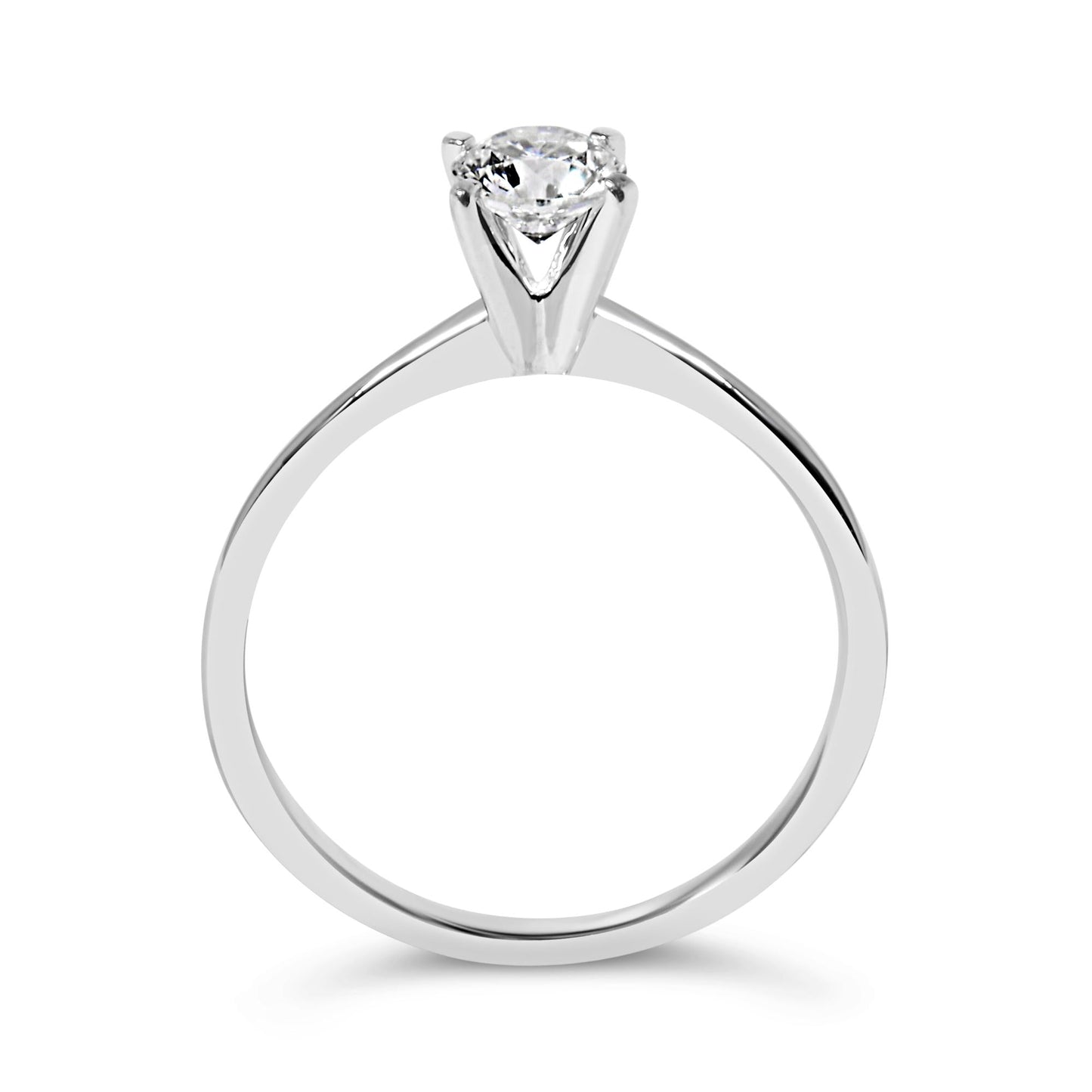 14K White Gold 1/2 Cttw Round Lab Grown Diamond 4 Prong Solitaire Engagement Ring (F-G Color, VS2-SI1 Clarity)