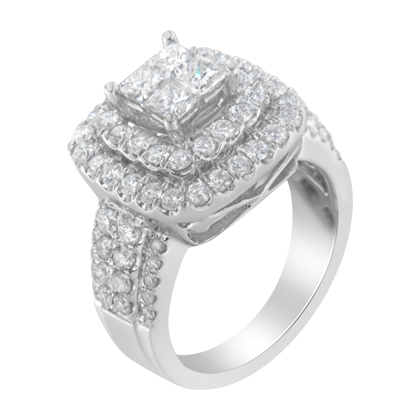 14KT White Gold Round and Princess Diamond Ring (2 1/4 cttw, H-I Color, SI1-SI2 Clarity)