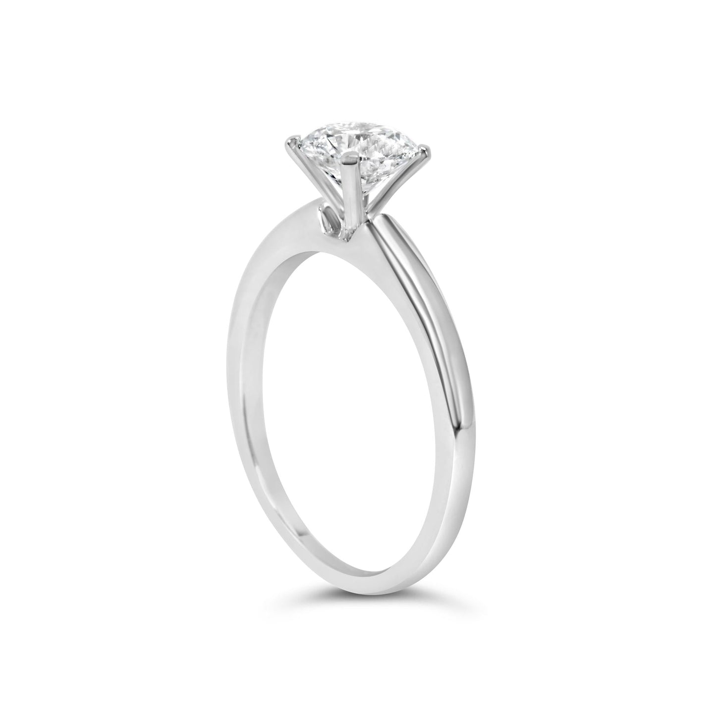 14K White Gold 1.0 Cttw Round Lab Grown Diamond 4 Prong Solitaire Engagement Ring (F-G Color, VS2-SI1 Clarity)