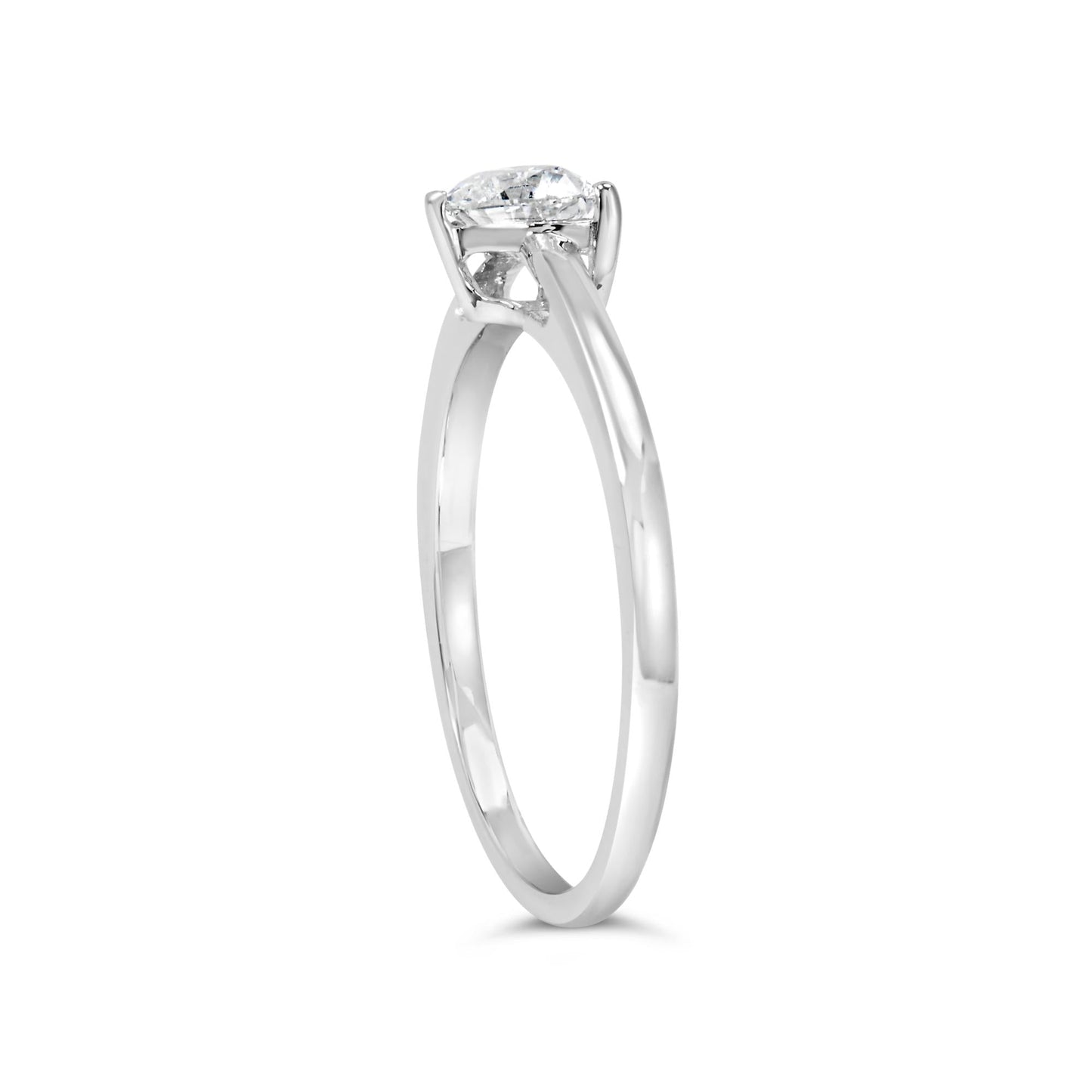 14K White Gold 1/2 Cttw Heart Cut Lab Grown Diamond Solitaire Engagement Ring (F-G Color, VS1-VS2 Clarity) - Size 7