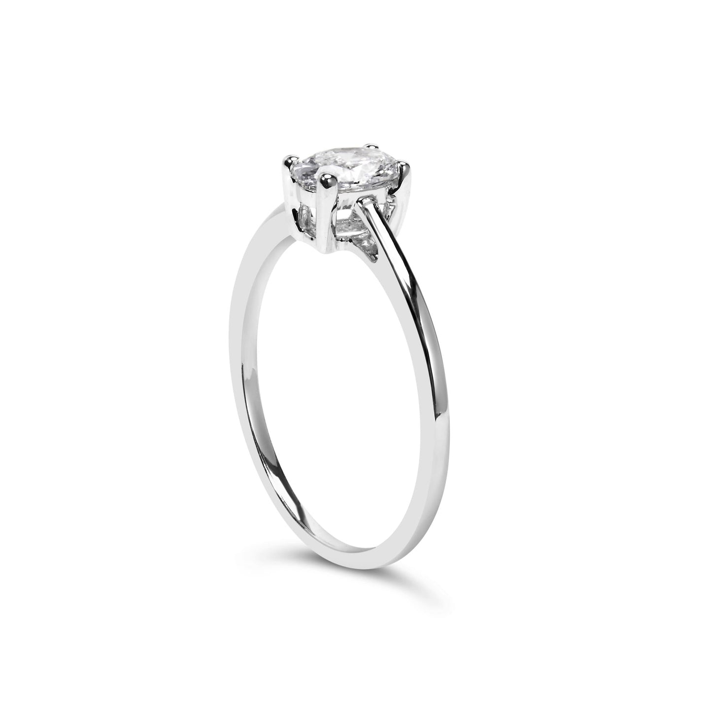 14K White Gold 1/2 Cttw Oval Lab Grown Diamond 4 Prong Solitaire Engagement Ring (F-G Color, VS2-SI1 Clarity)