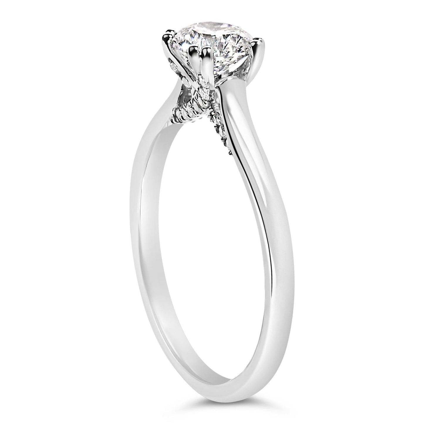 14K White Gold 7/8 Cttw Lab Grown Diamond Solitaire Cathedral Style Engagement Ring (F-G Color, VS1-VS2 Clarity)