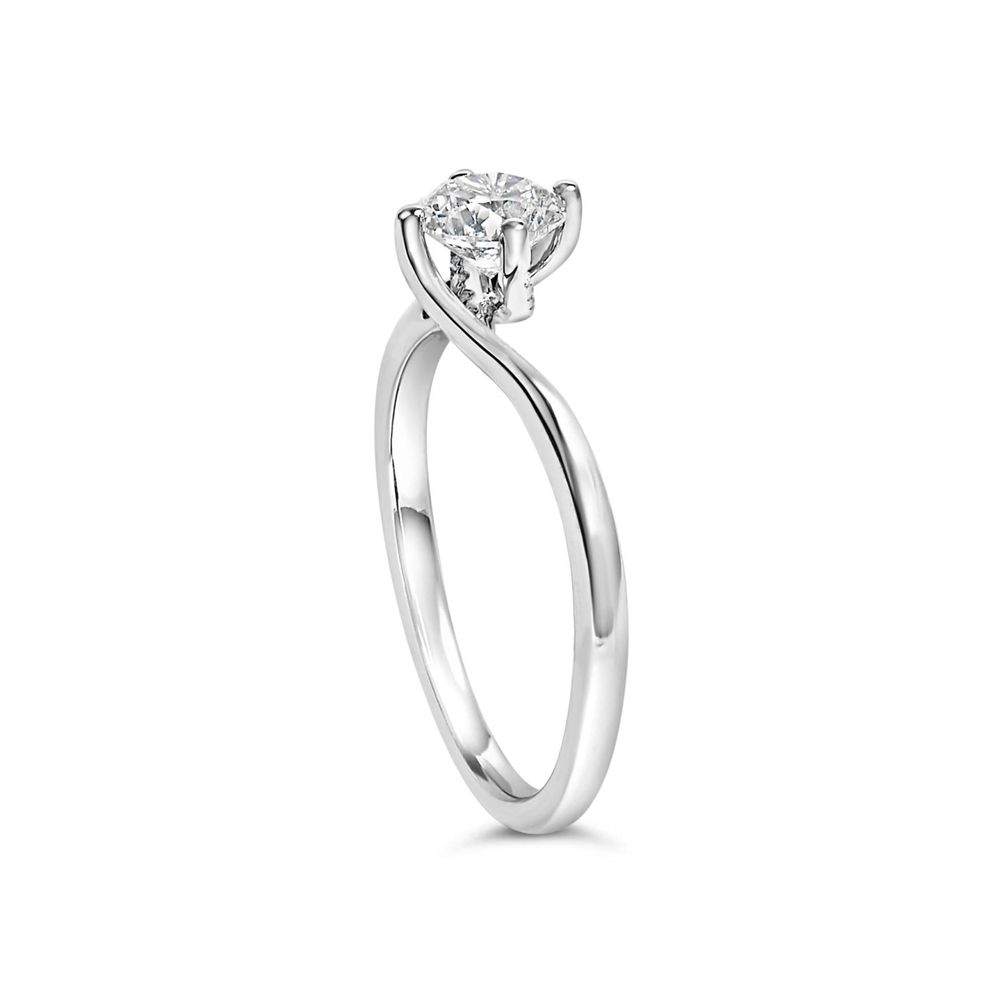 14K White Gold 4/5 Cttw Round Lab Grown Diamond Bypass Solitaire Engagement Ring (F-G Color, VS1-VS2 Clarity)