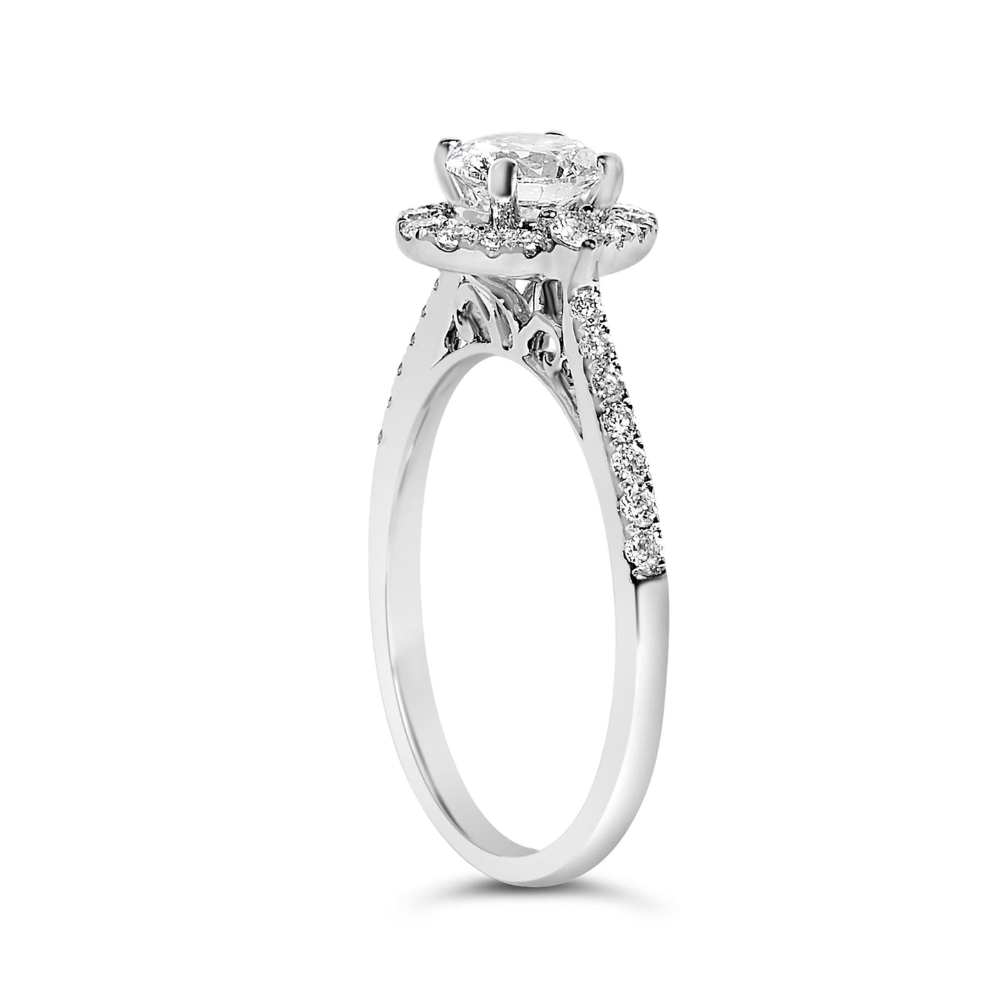 14K White Gold 1.00 Cttw Lab-Grown Diamond Oval Shaped Halo Engagement Ring (F-G Color, VS1-VS2 Clarity)